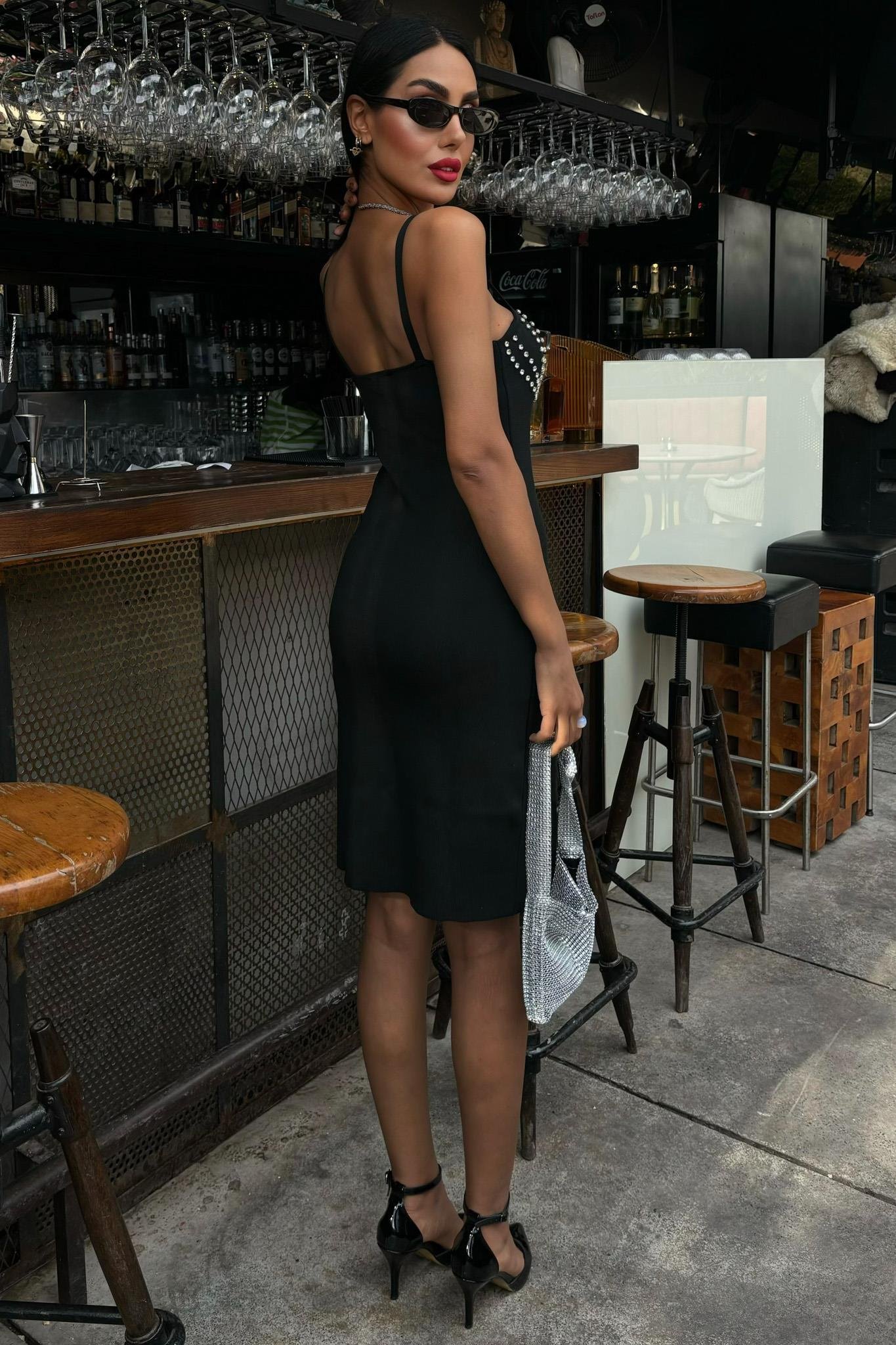 Belina Taş Detaylıı Mini Elbise 2804 R2-H-K2