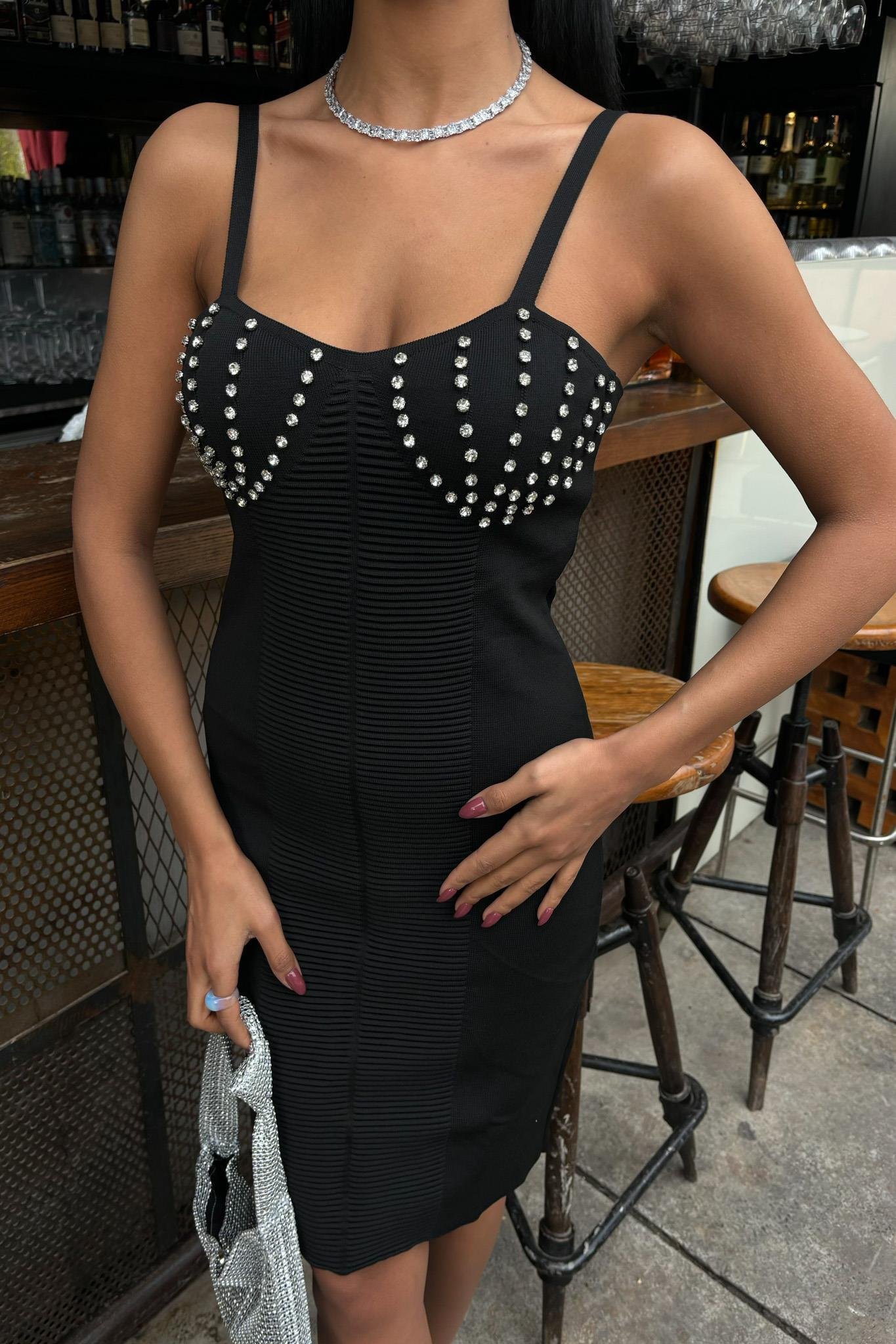 Belina Taş Detaylıı Mini Elbise 2804 R2-H-K2