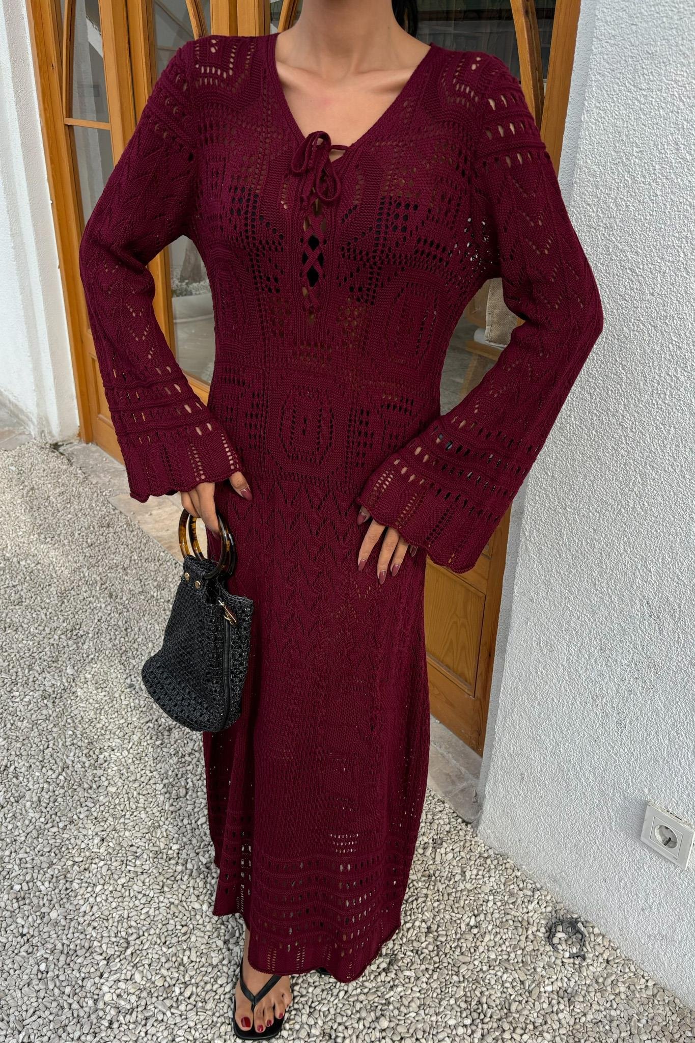 Birit Detaylı Ajurlu Elbise 2838 R1-I-K2