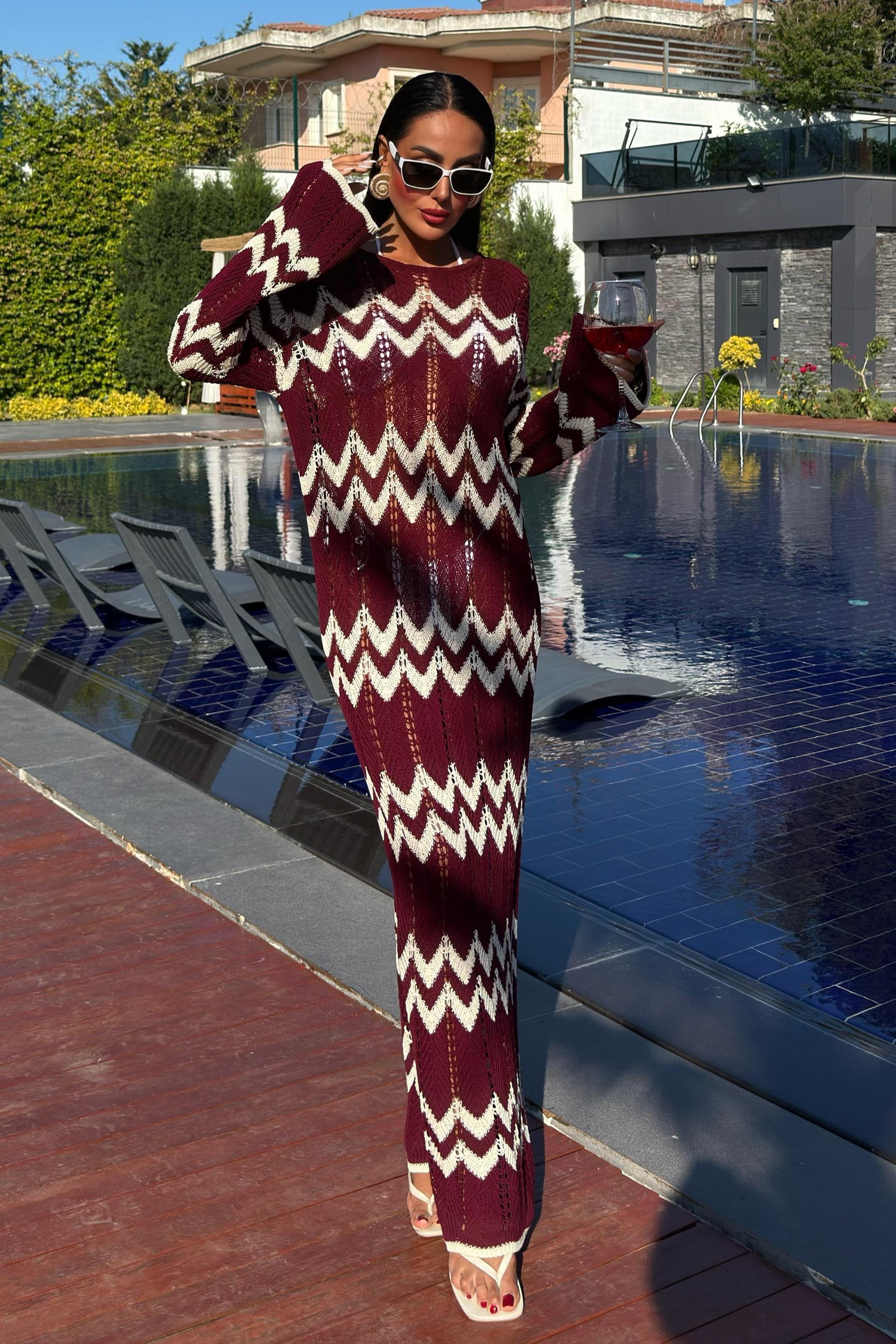 Birit Detaylı Ajurlu Elbise 2839 R1-F-K4