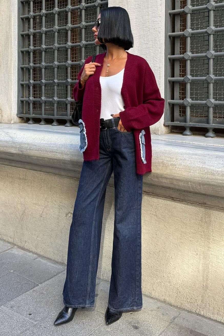 Blanc Denim Detaylı Triko Hırka 5187 R4-H-K2