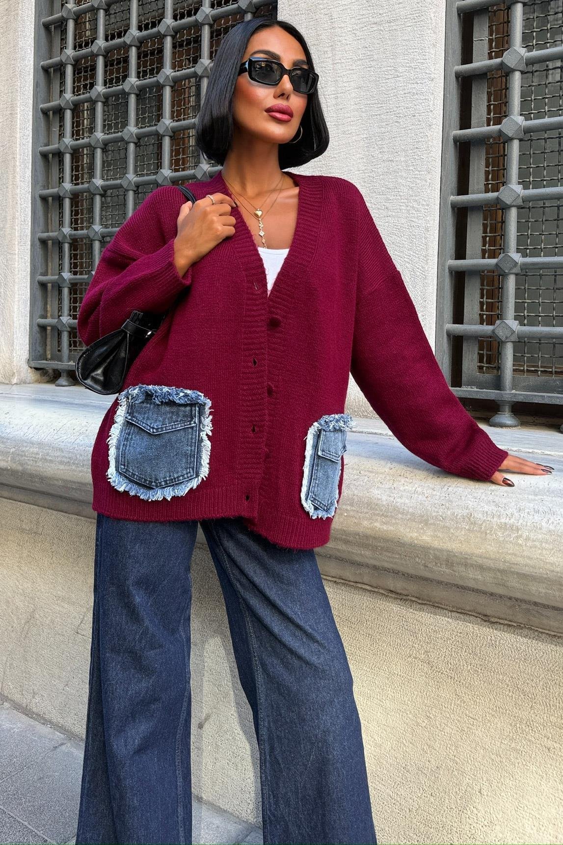 Blanc Denim Detaylı Triko Hırka 5187 R4-H-K2