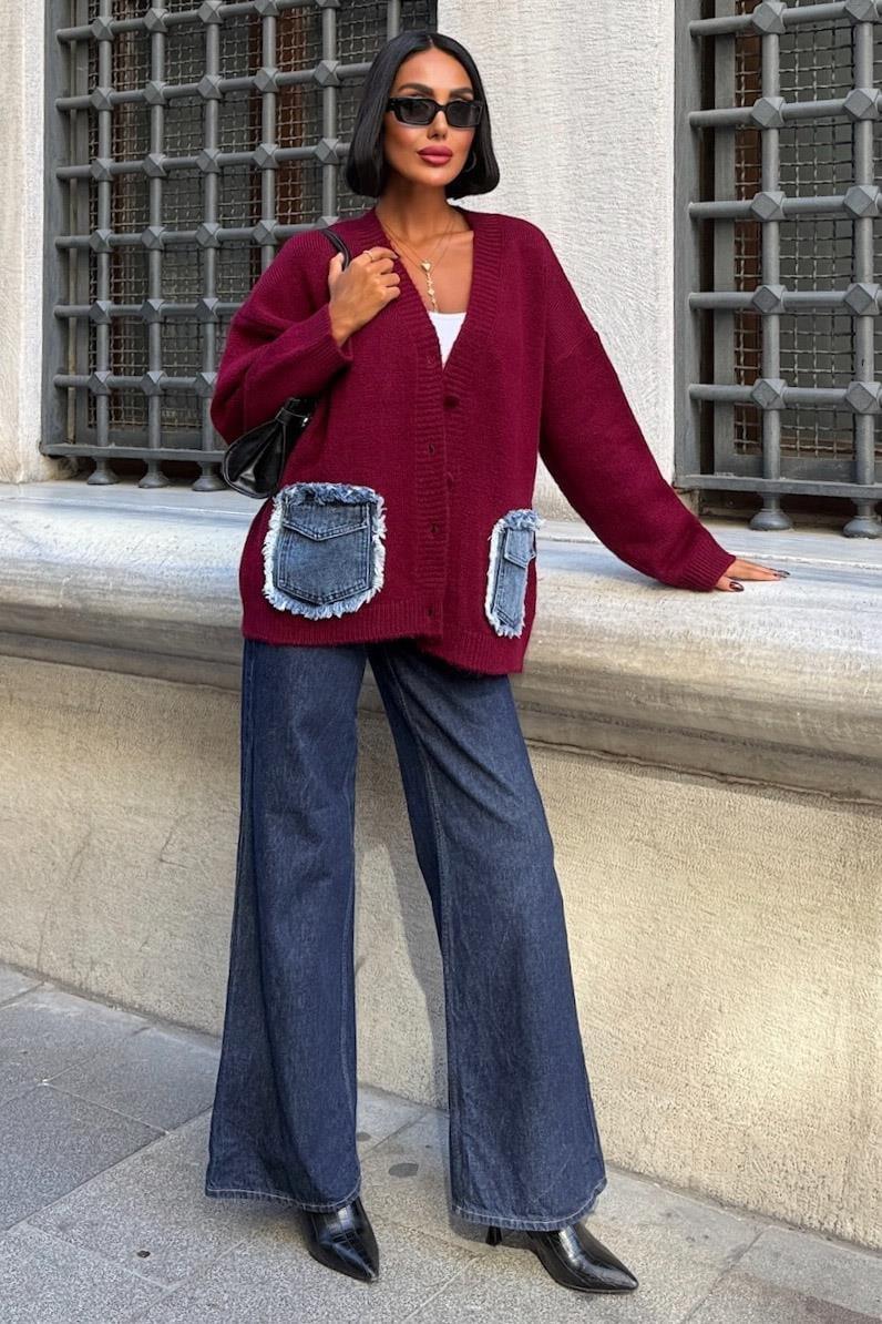 Blanc Denim Detaylı Triko Hırka 5187 R4-H-K2