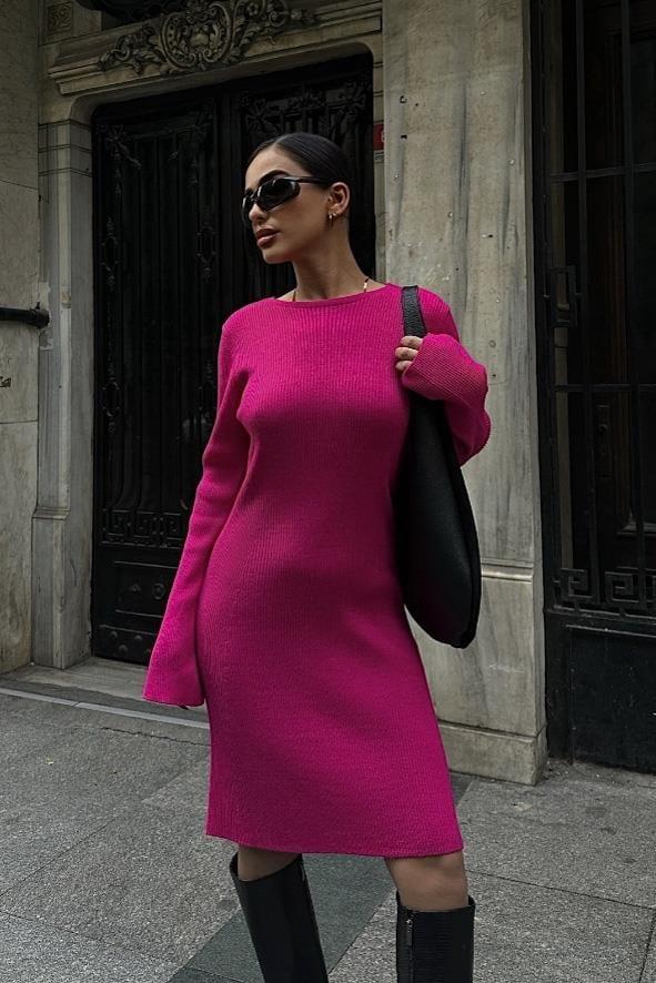 Brigita Sırt Dekolteli Triko Elbise 2532-01 R2-C-K4