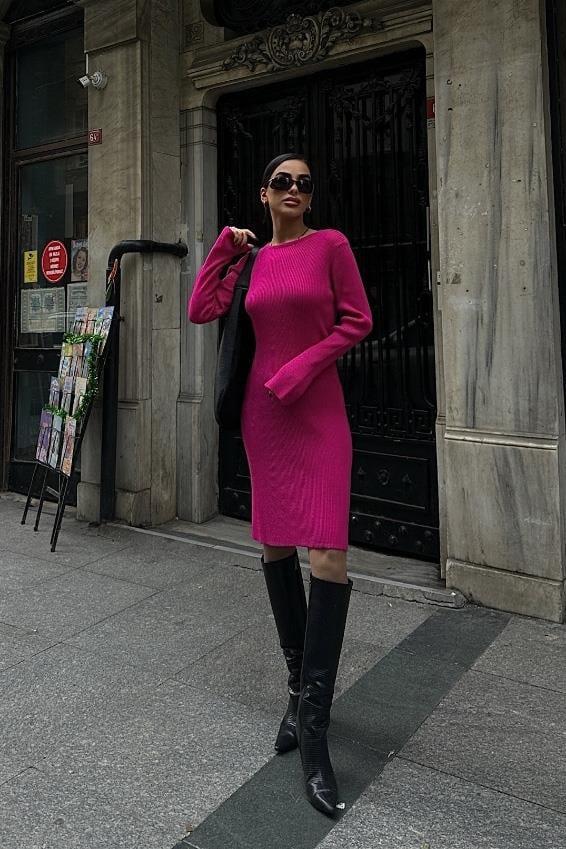 Brigita Sırt Dekolteli Triko Elbise 2532-01 R2-C-K4