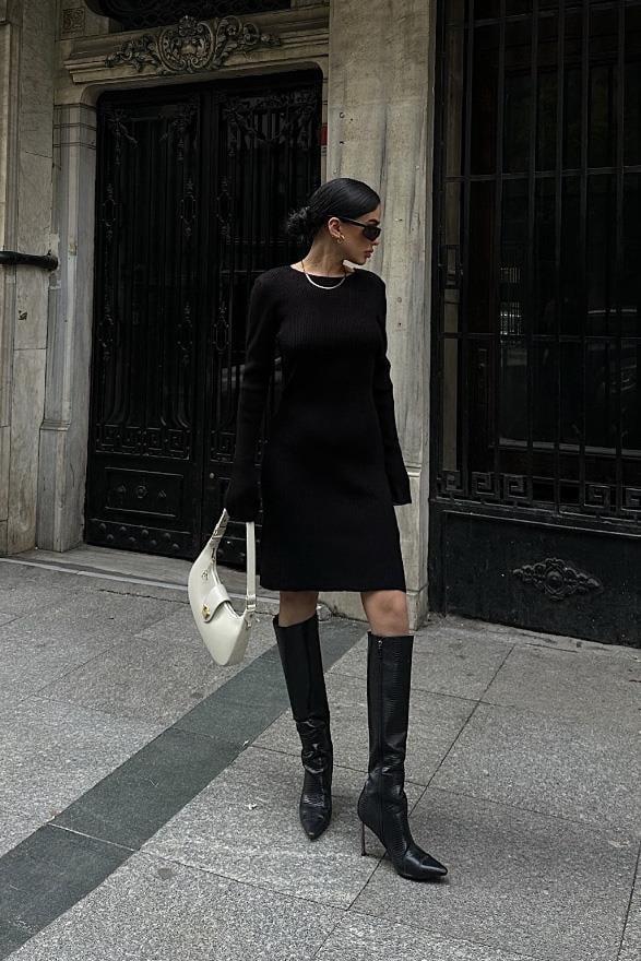 Brigita Sırt Dekolteli Triko Elbise 2532-01 R2-C-K4