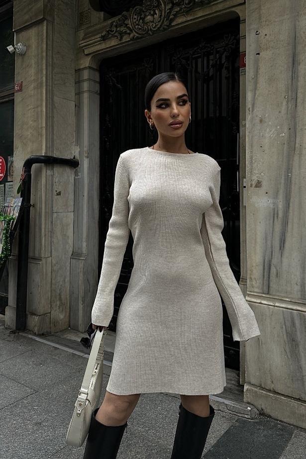 Brigita Sırt Dekolteli Triko Elbise 2532-01 R2-C-K4