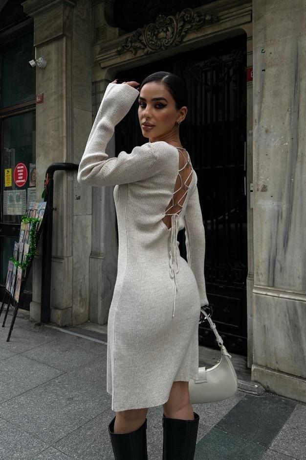 Brigita Sırt Dekolteli Triko Elbise 2532-01 R2-C-K4