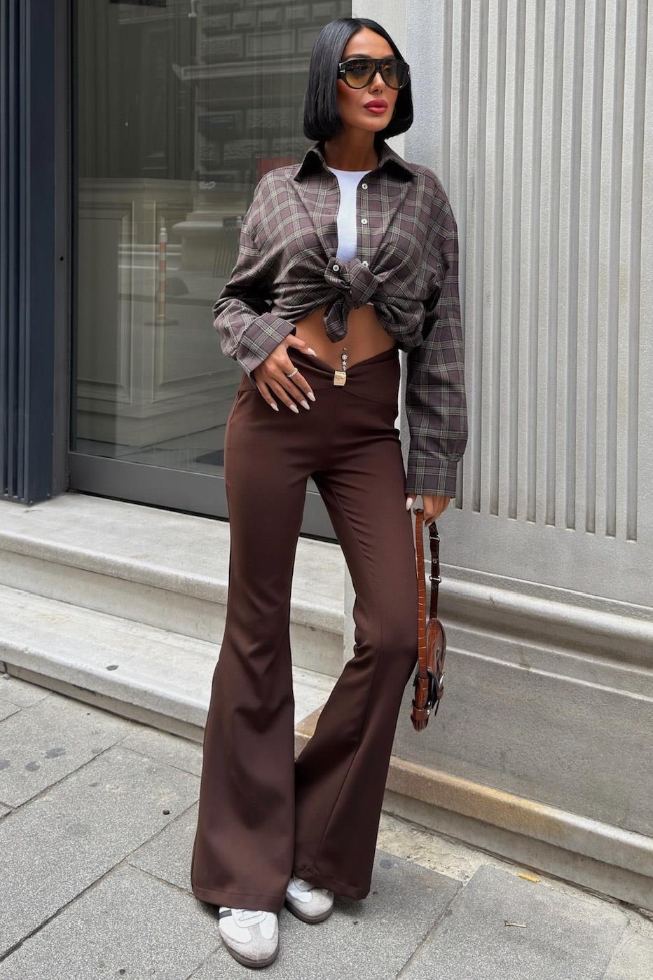 Büzgü ve Toka Detaylı İspanyol Pantolon 0090 R7-C-K5