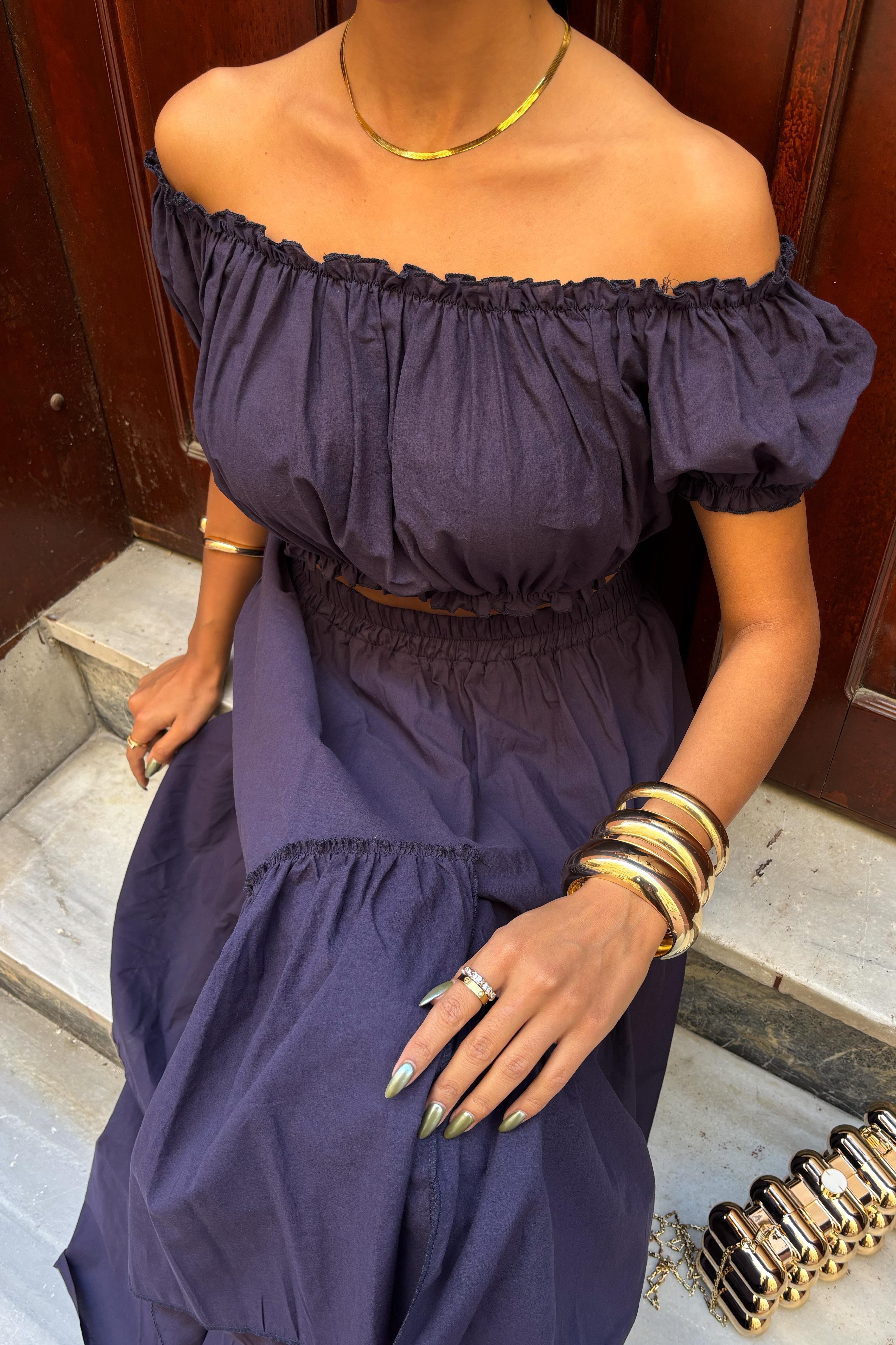 Büzgülü Crop Kat Detaylı Fırfır Etekli Takım 10196 R8-B-K3