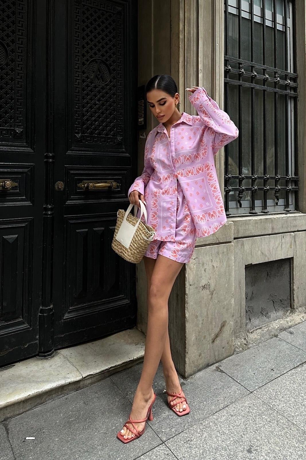 Carrıe Desenli Şortlu Takım 9720-08