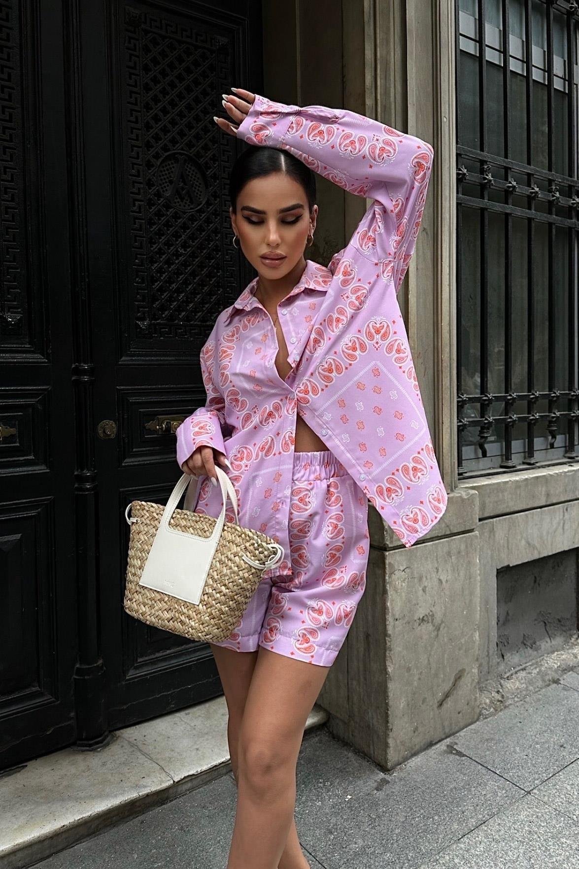 Carrıe Desenli Şortlu Takım 9720-08