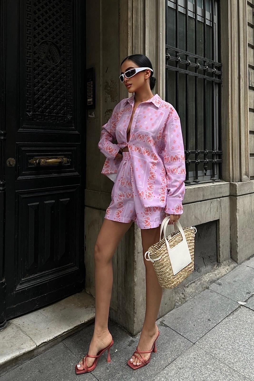 Carrıe Desenli Şortlu Takım 9720-08