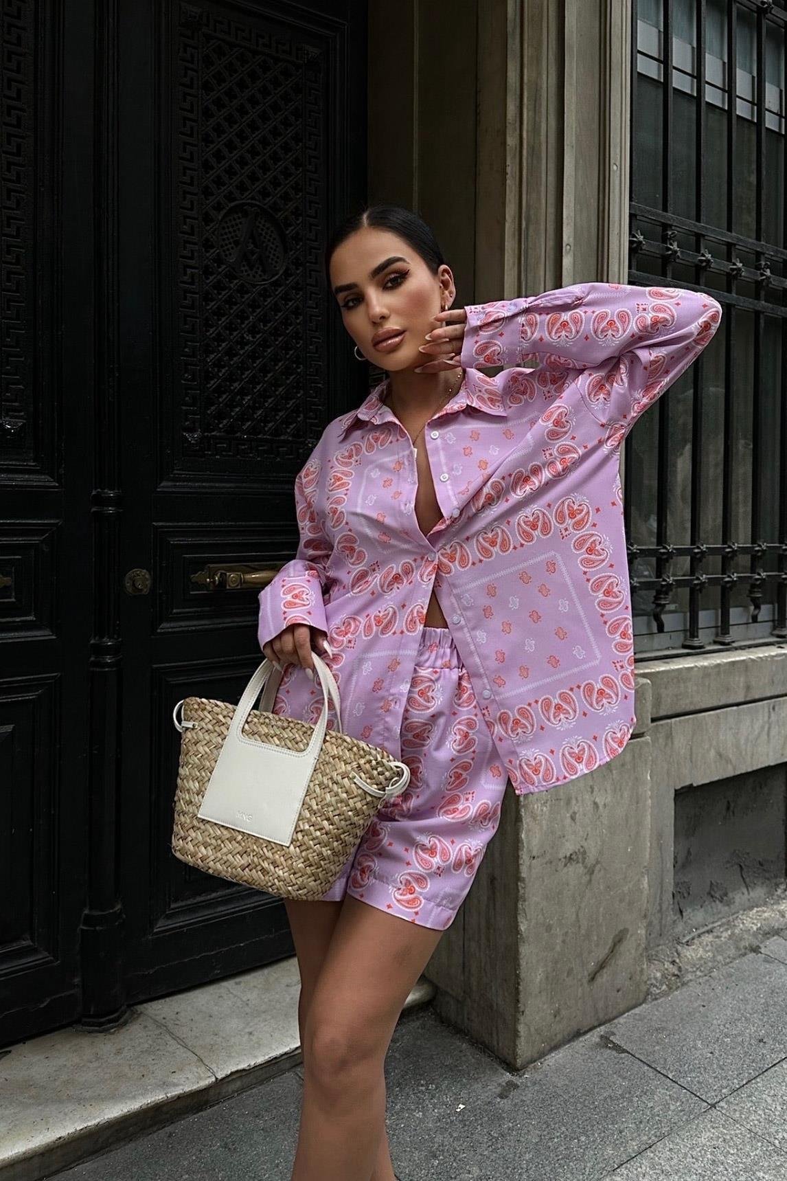 Carrıe Desenli Şortlu Takım 9720-08