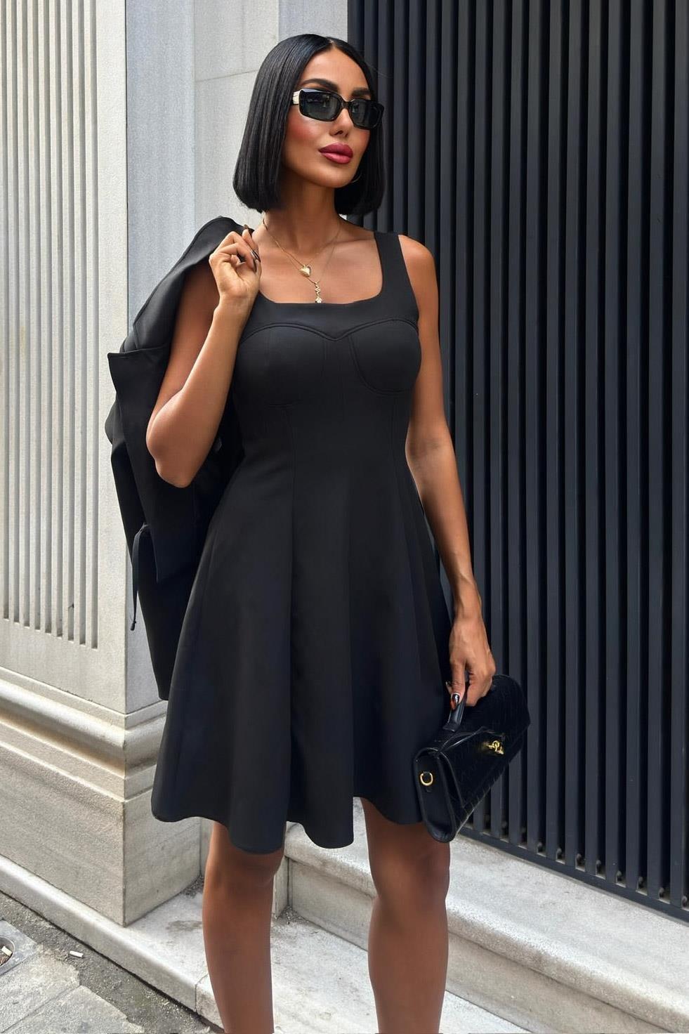 Ceket ve Kloş Etekli Elbise Takım 10259 R5-F-K2