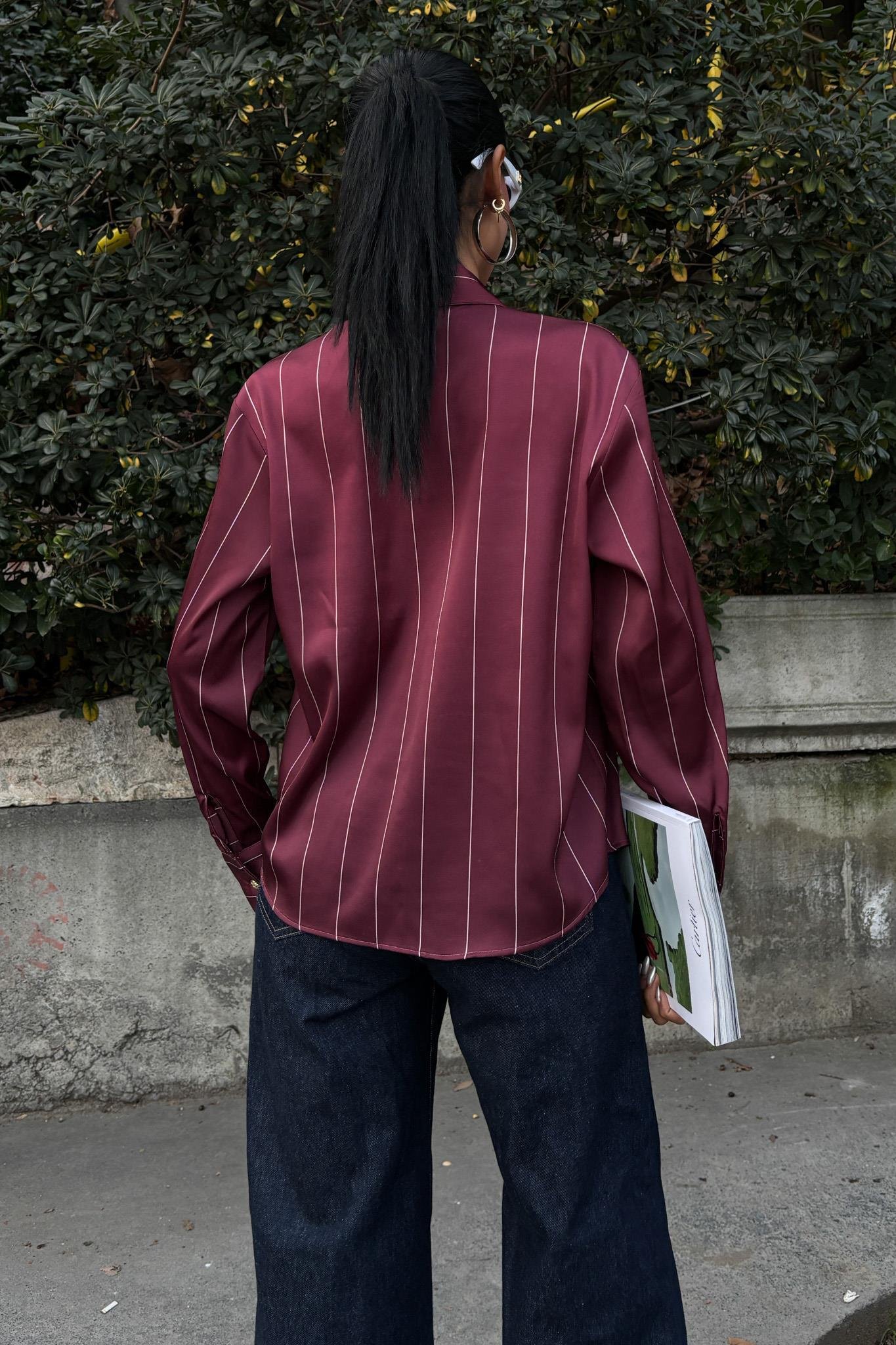 Chanel Saten Premium Çizgili Gömlek 3411 R10-A-K5