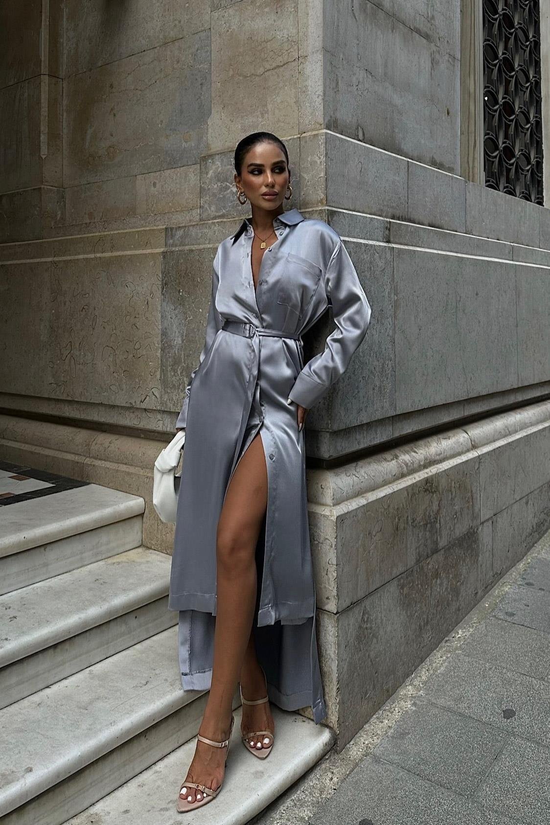 Chaydon Midi Saten Elbise 2806