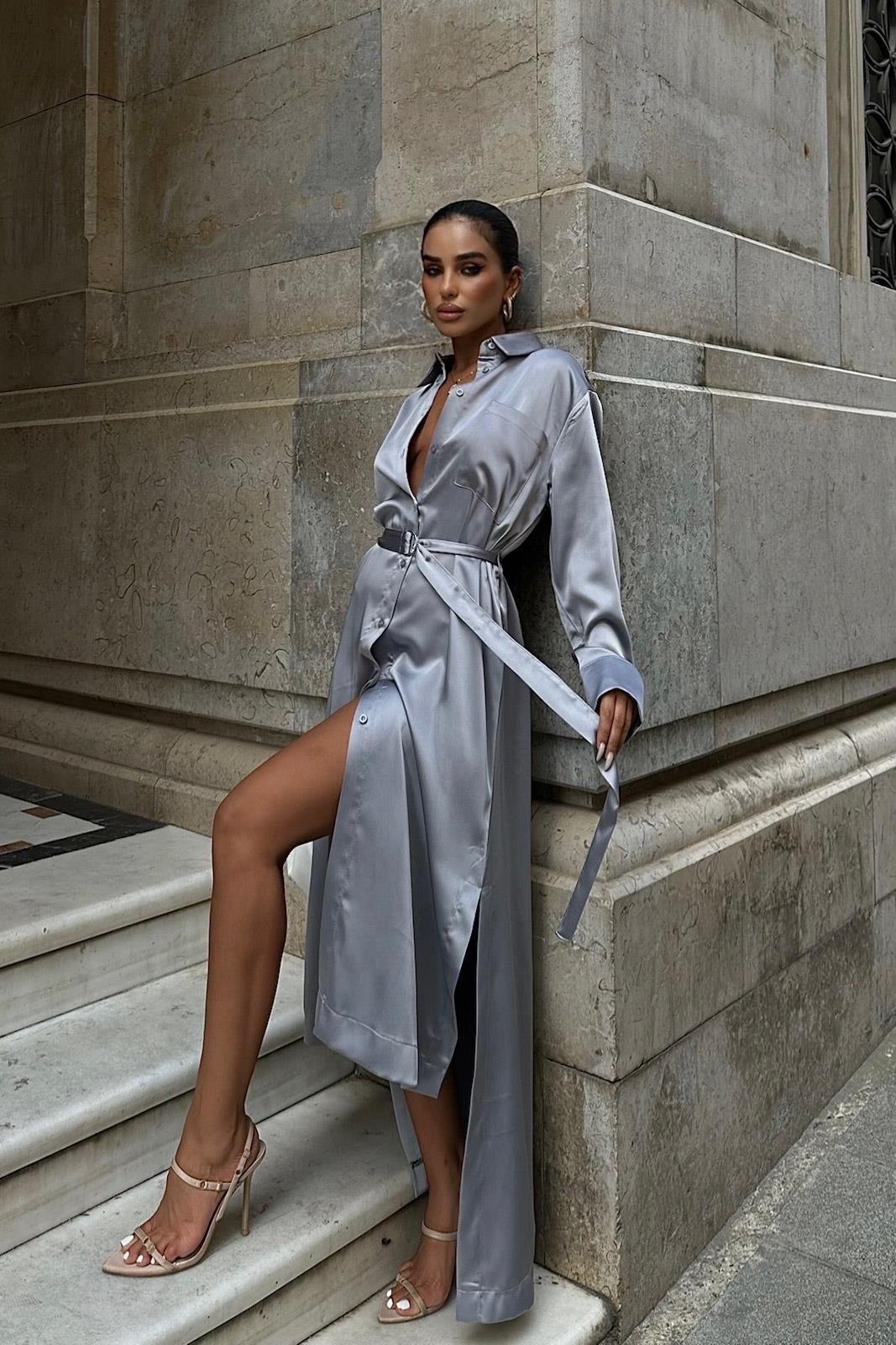 Chaydon Midi Saten Elbise 2806