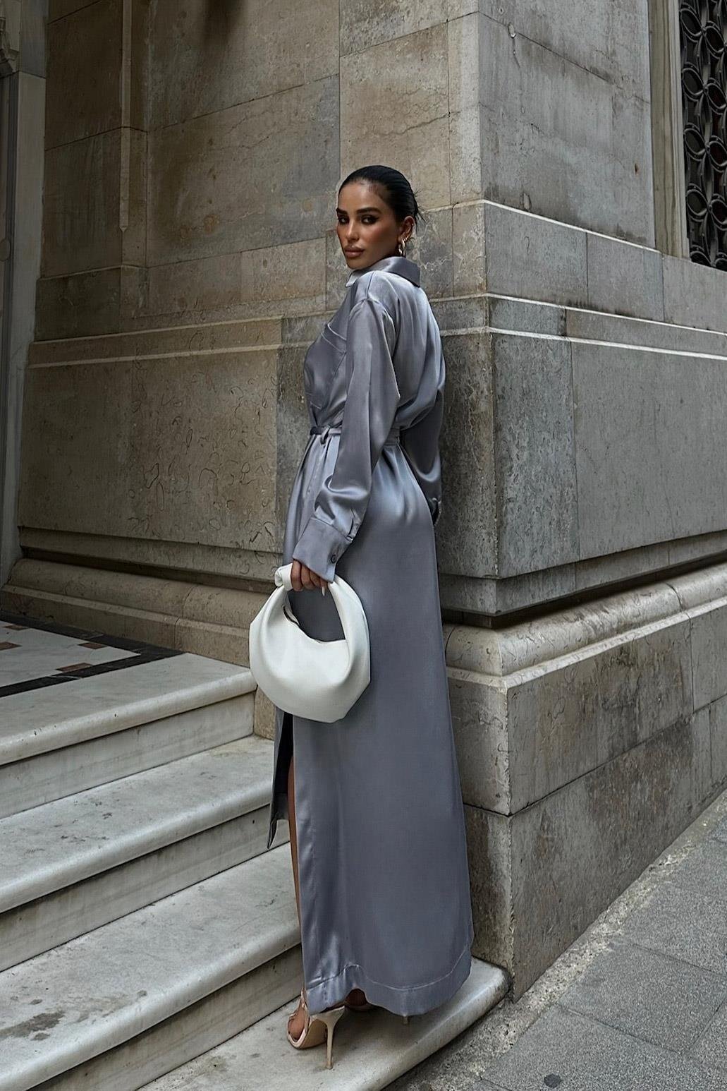 Chaydon Midi Saten Elbise 2806