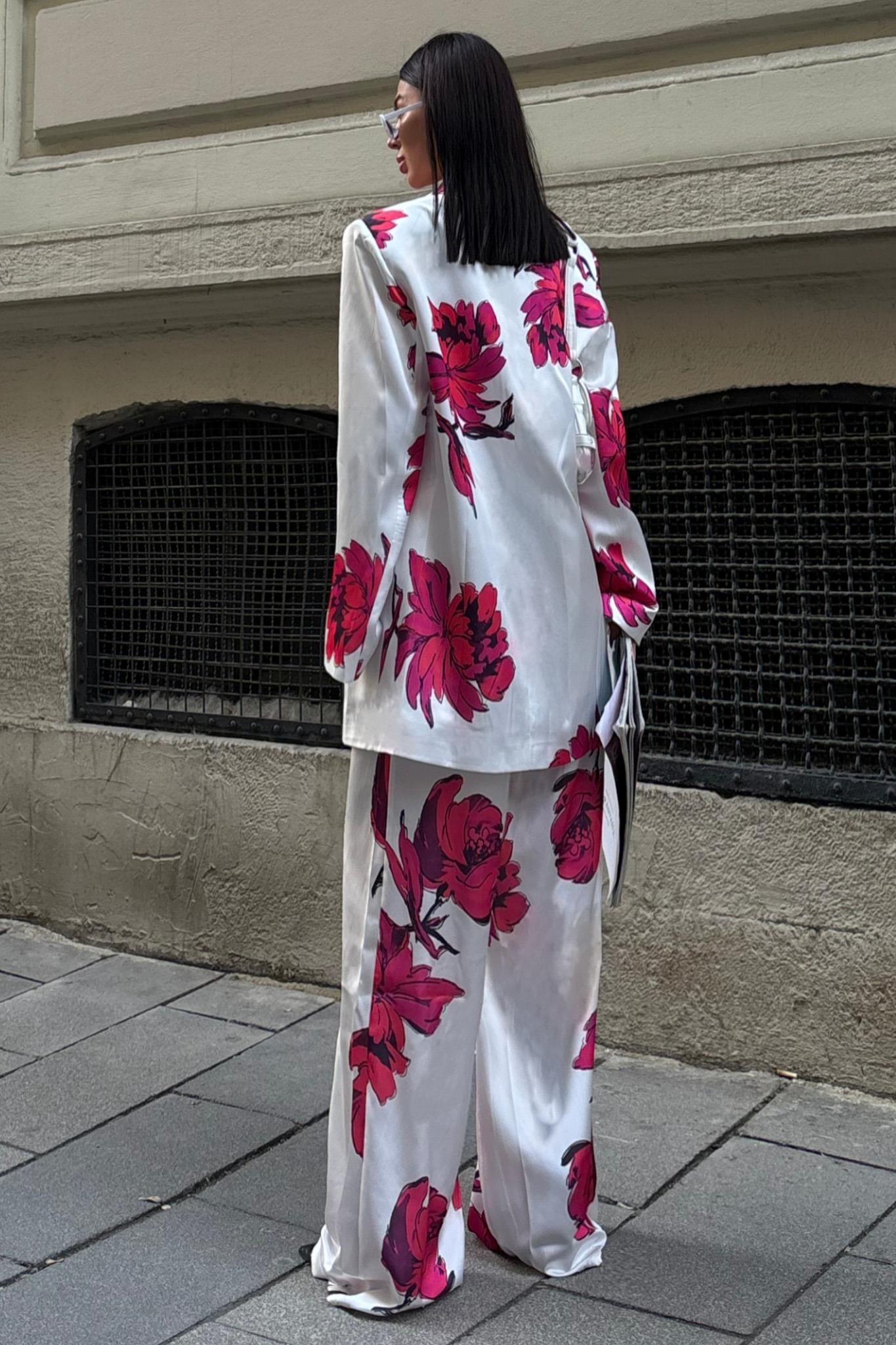 Çiçekli Chanel Saten Takım 10040 R6-B-K5