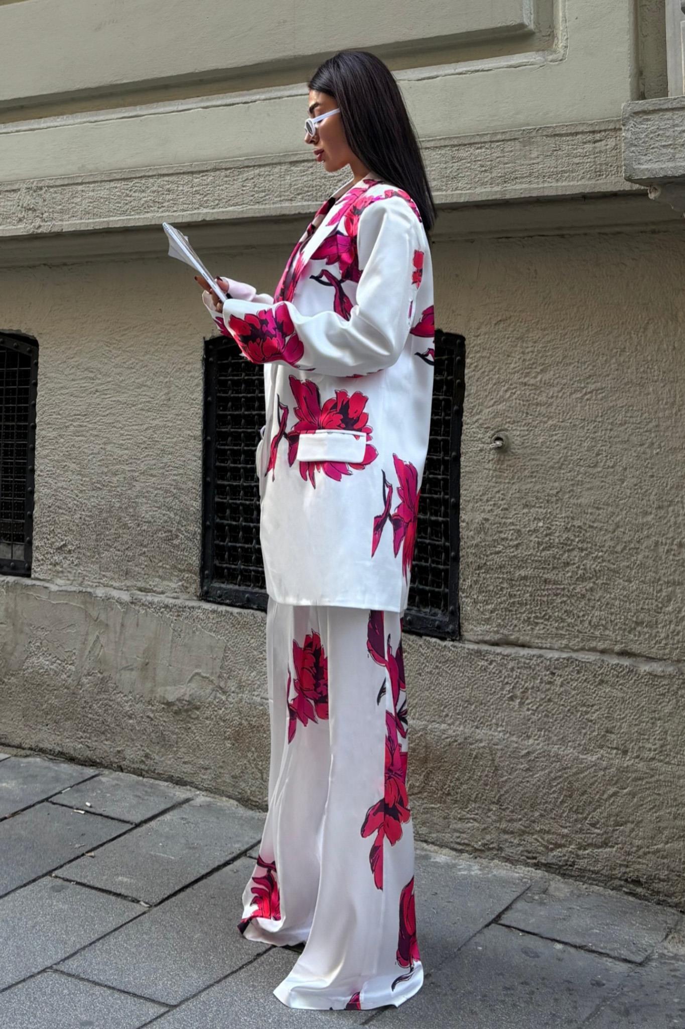 Çiçekli Chanel Saten Takım 10040 R6-B-K5