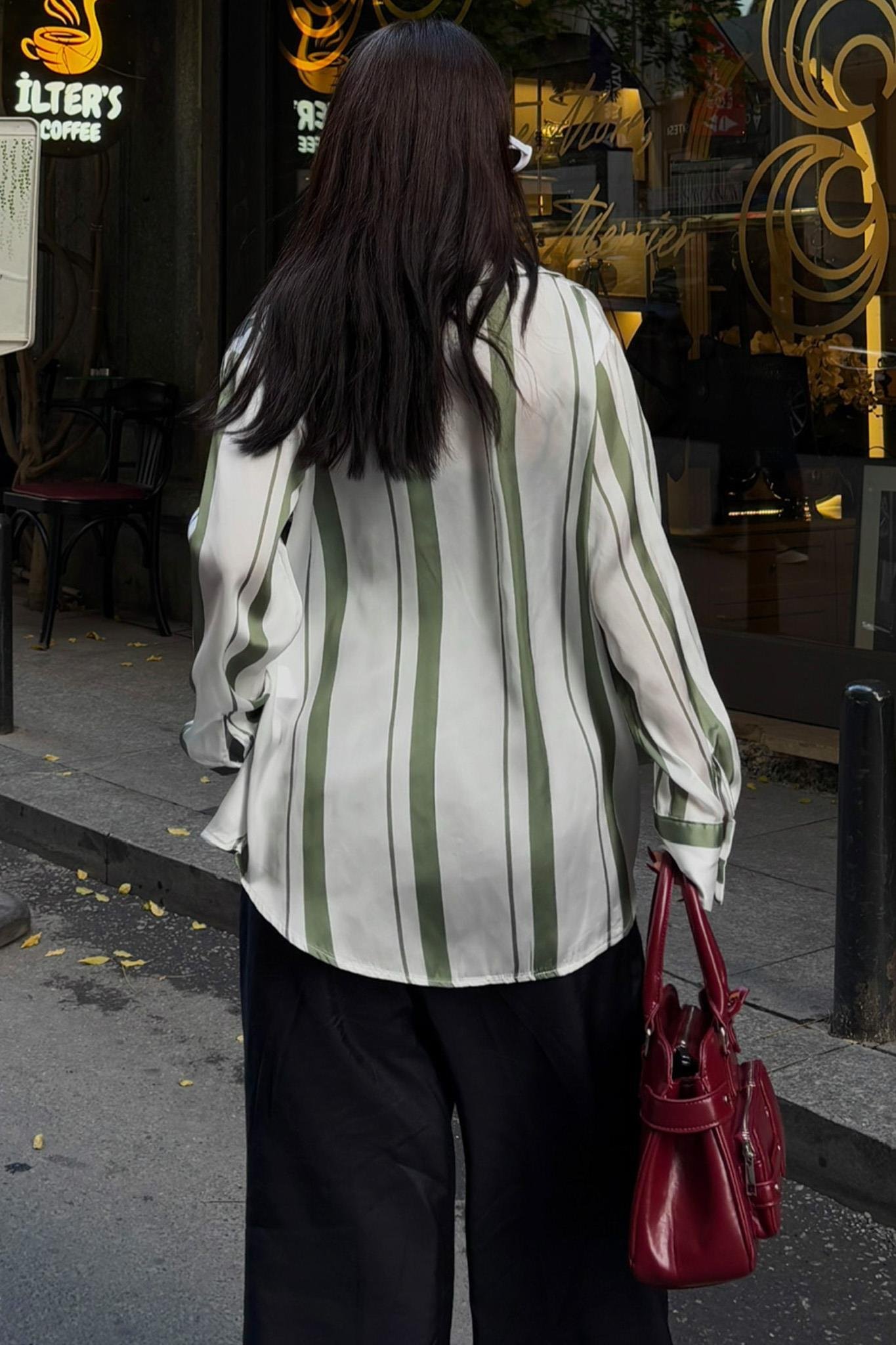 Çift Çizgili Saten Gömlek 3416 R5-K-K3