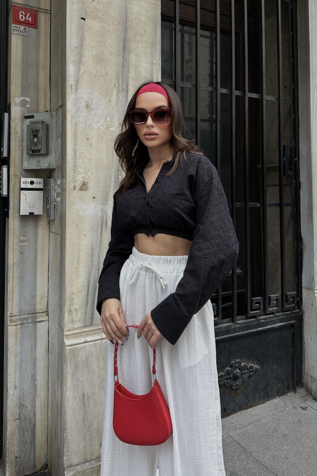 Coline Fistolu Crop Gömlek 3254-08 R5-B-K4