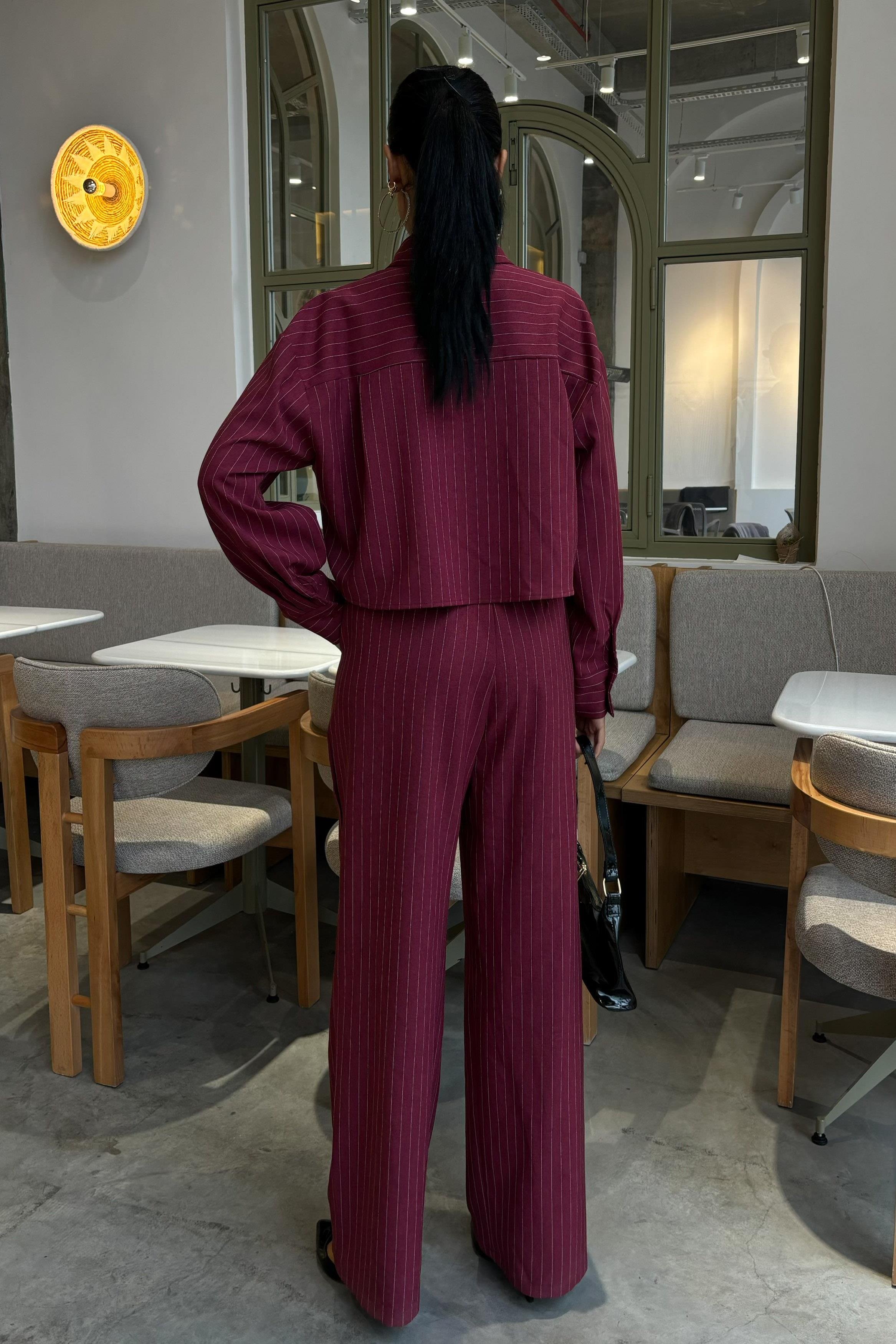 Crop Gömlekli Çizgili Takım 10080 R9-F-K3