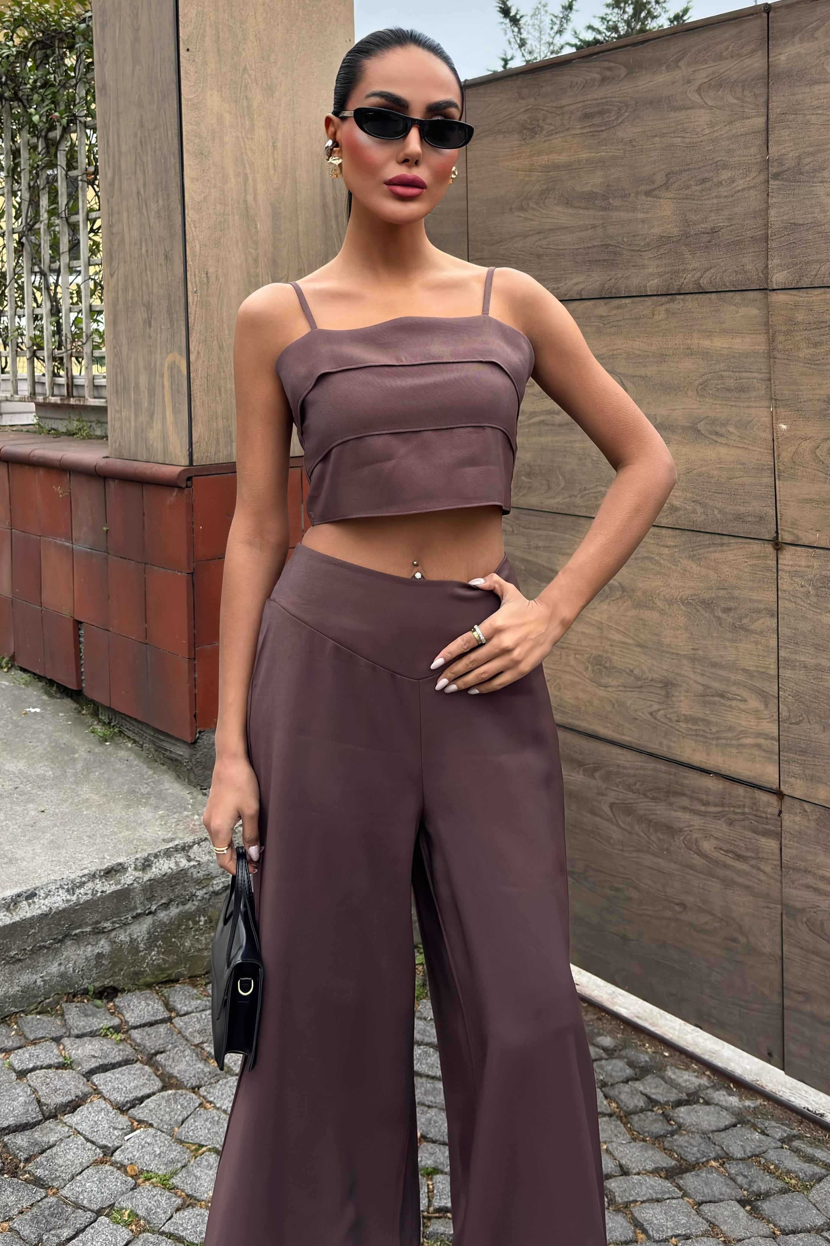 Crop Plazzo Pantolon Takım 10155-08