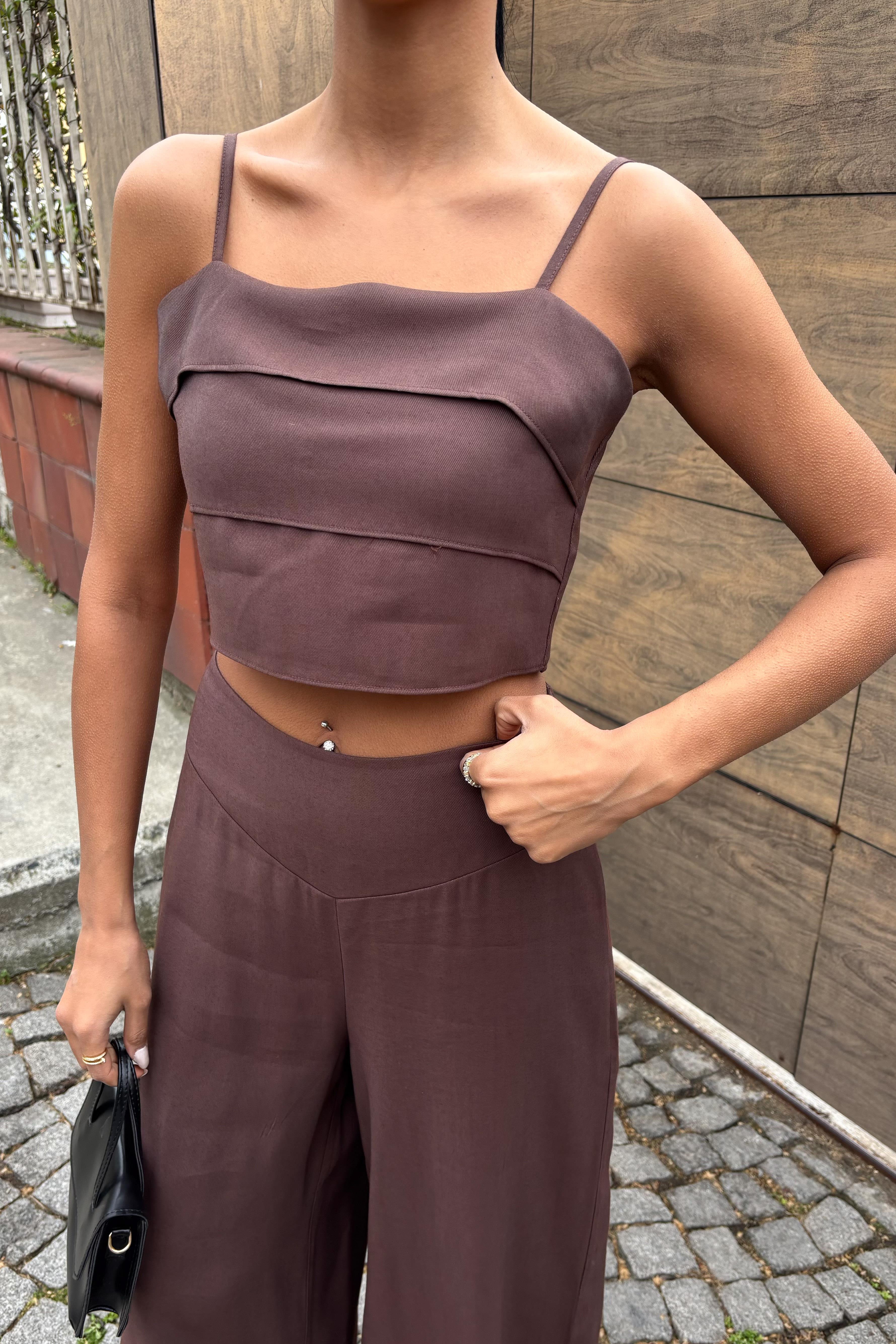 Crop Plazzo Pantolon Takım 10155-08