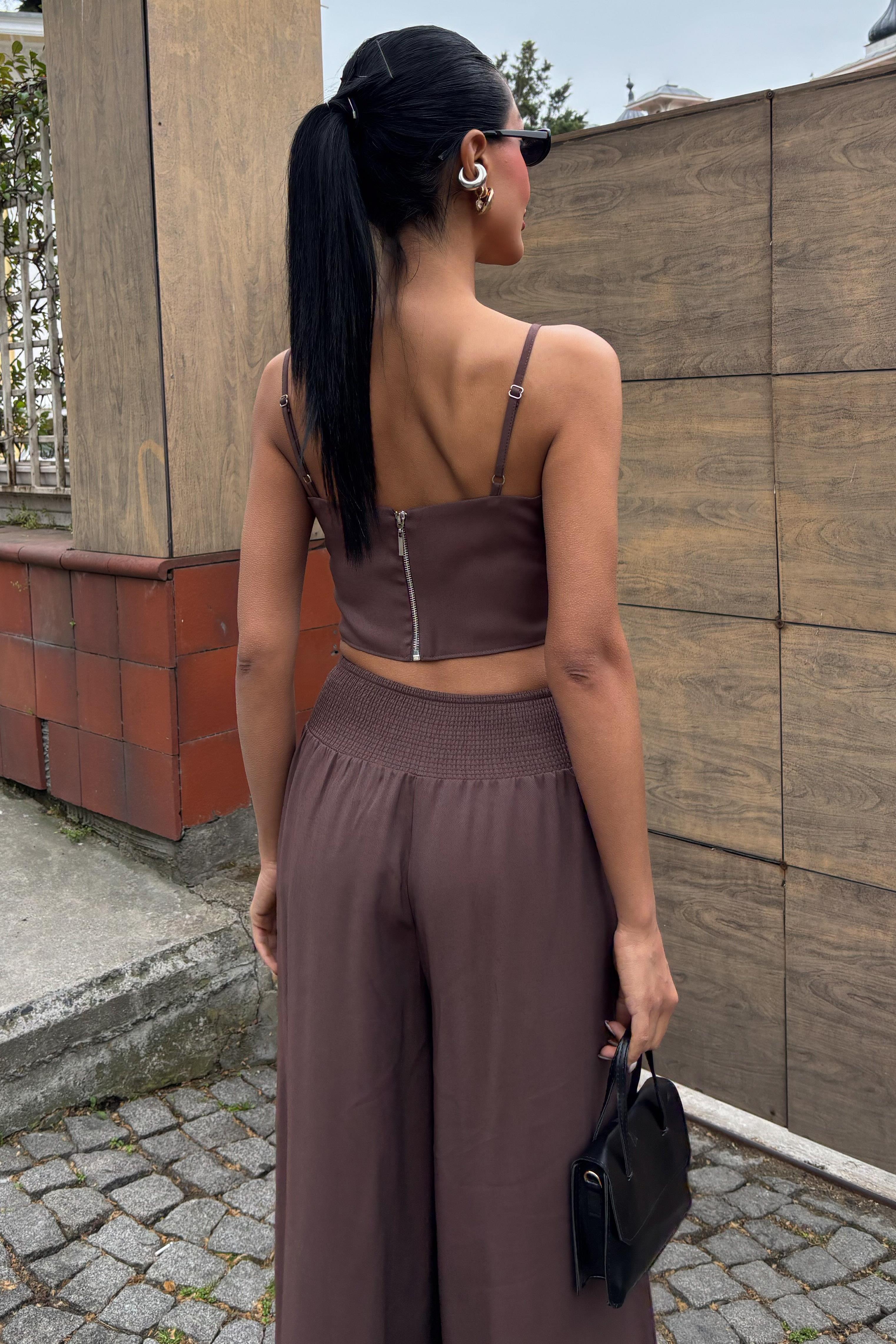 Crop Plazzo Pantolon Takım 10155-08