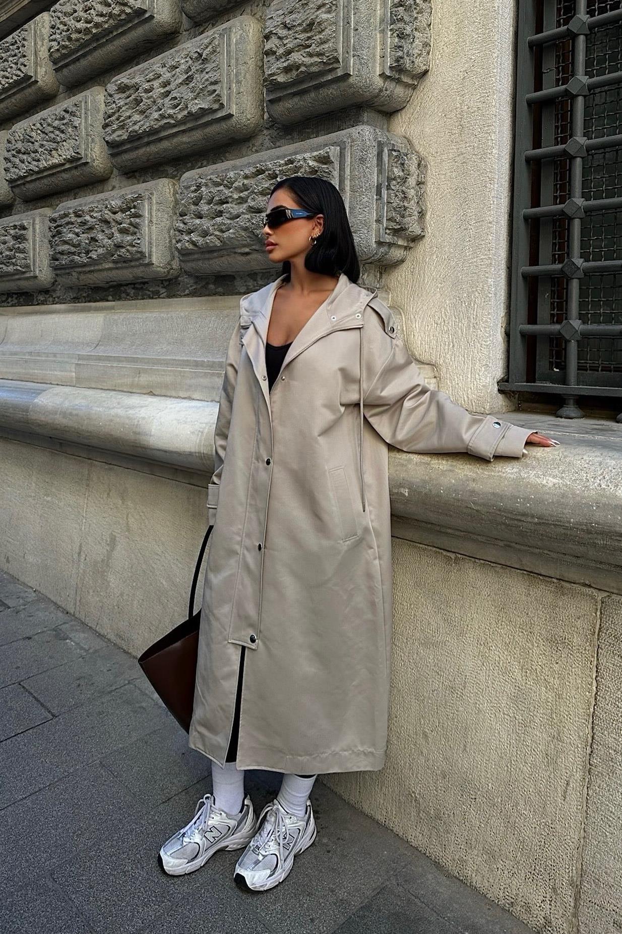 Dennis Oversize Kapşonlu Trençkot 7056