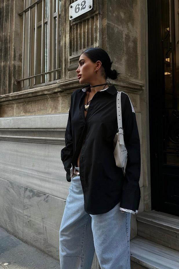 Denver Sırtı Çizgi Oversize Gömlek 3346-08