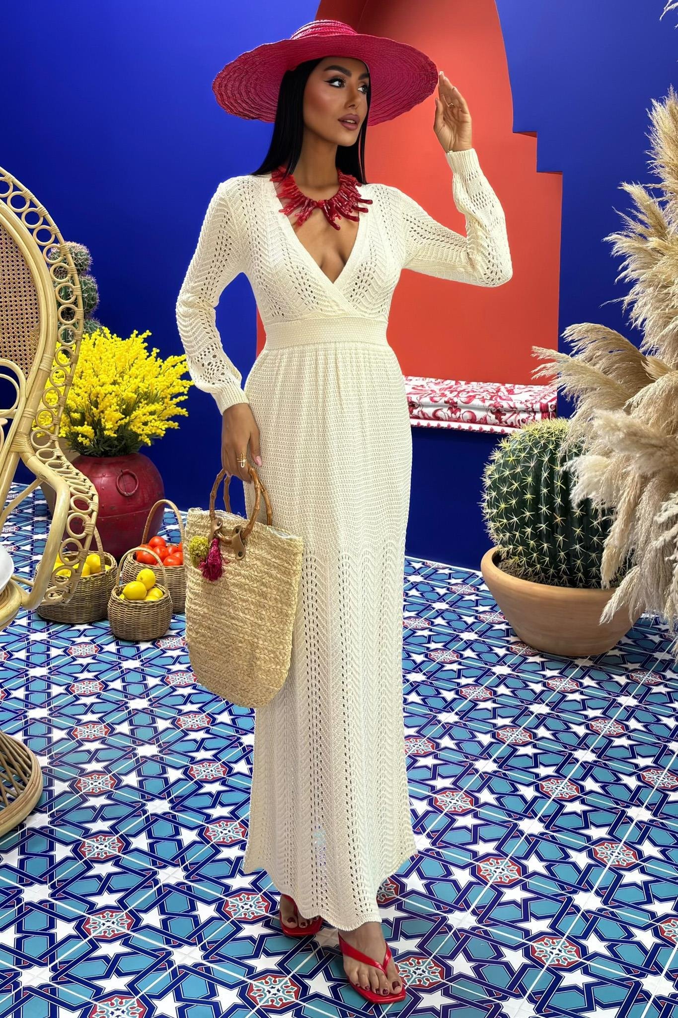 Derin Yaka Triko Elbise 2856 R1-F-K3