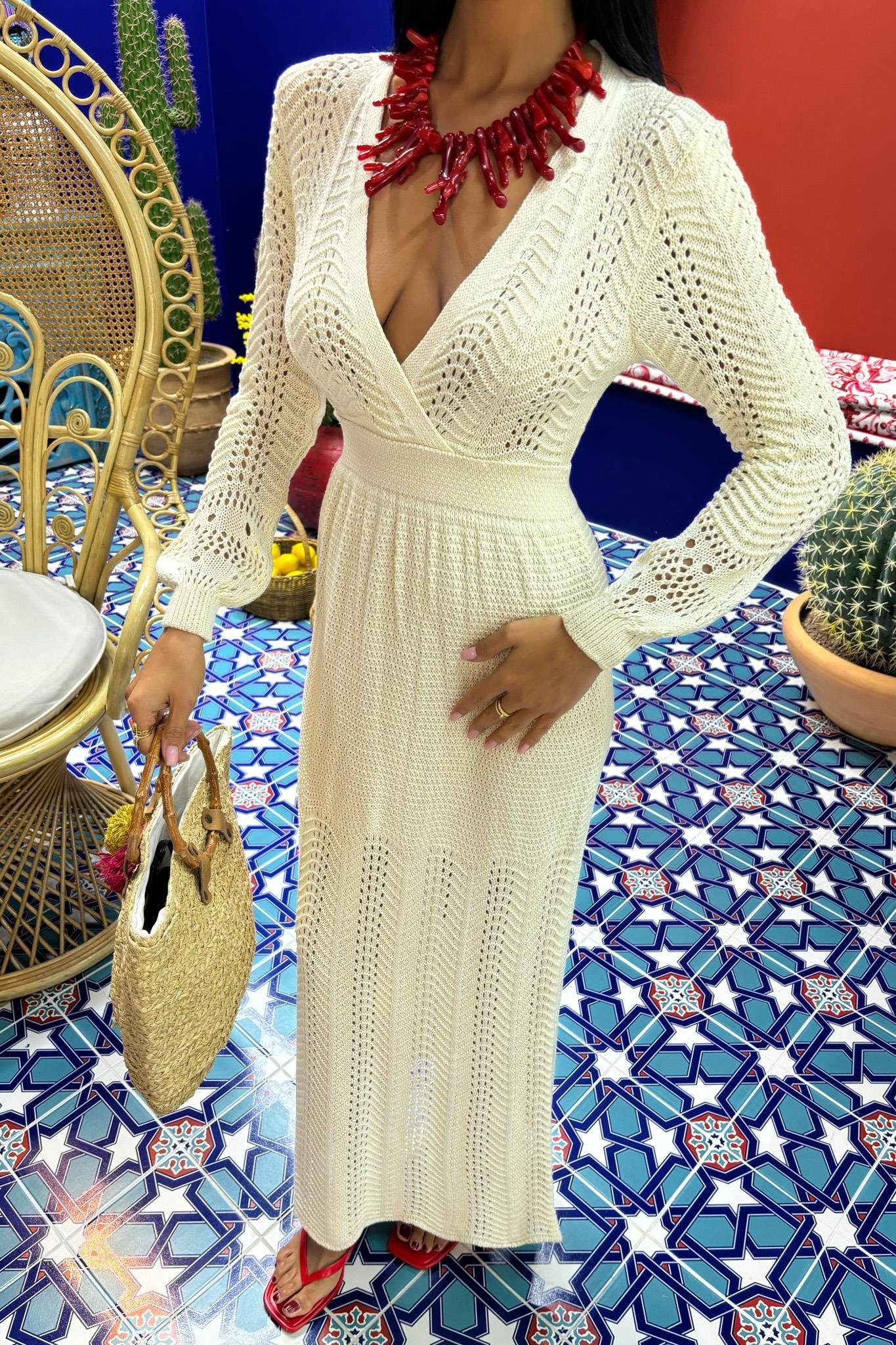 Derin Yaka Triko Elbise 2856 R1-F-K3