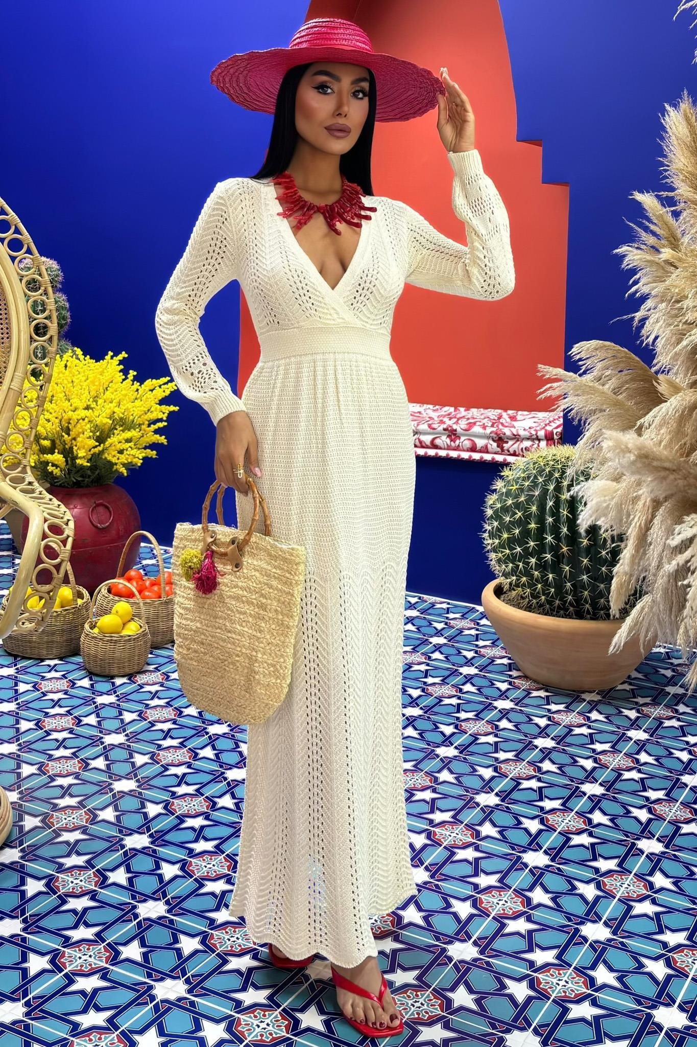 Derin Yaka Triko Elbise 2856 R1-F-K3