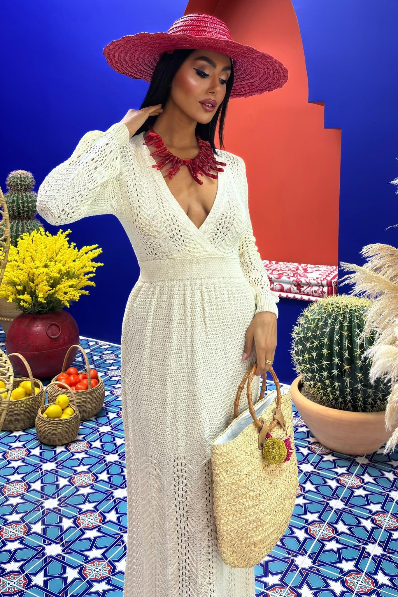 Derin Yaka Triko Elbise 2856 R1-F-K3