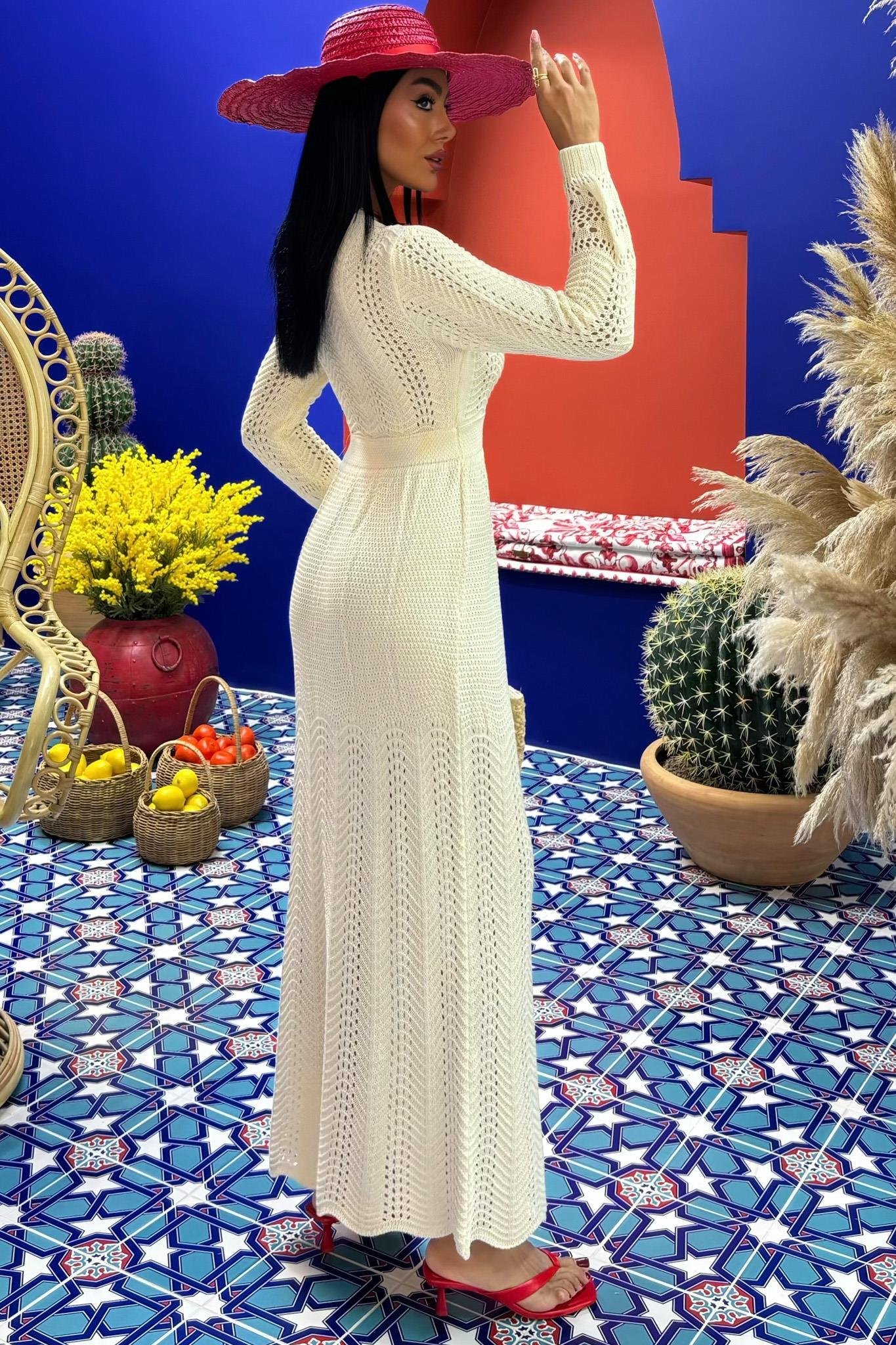 Derin Yaka Triko Elbise 2856 R1-F-K3