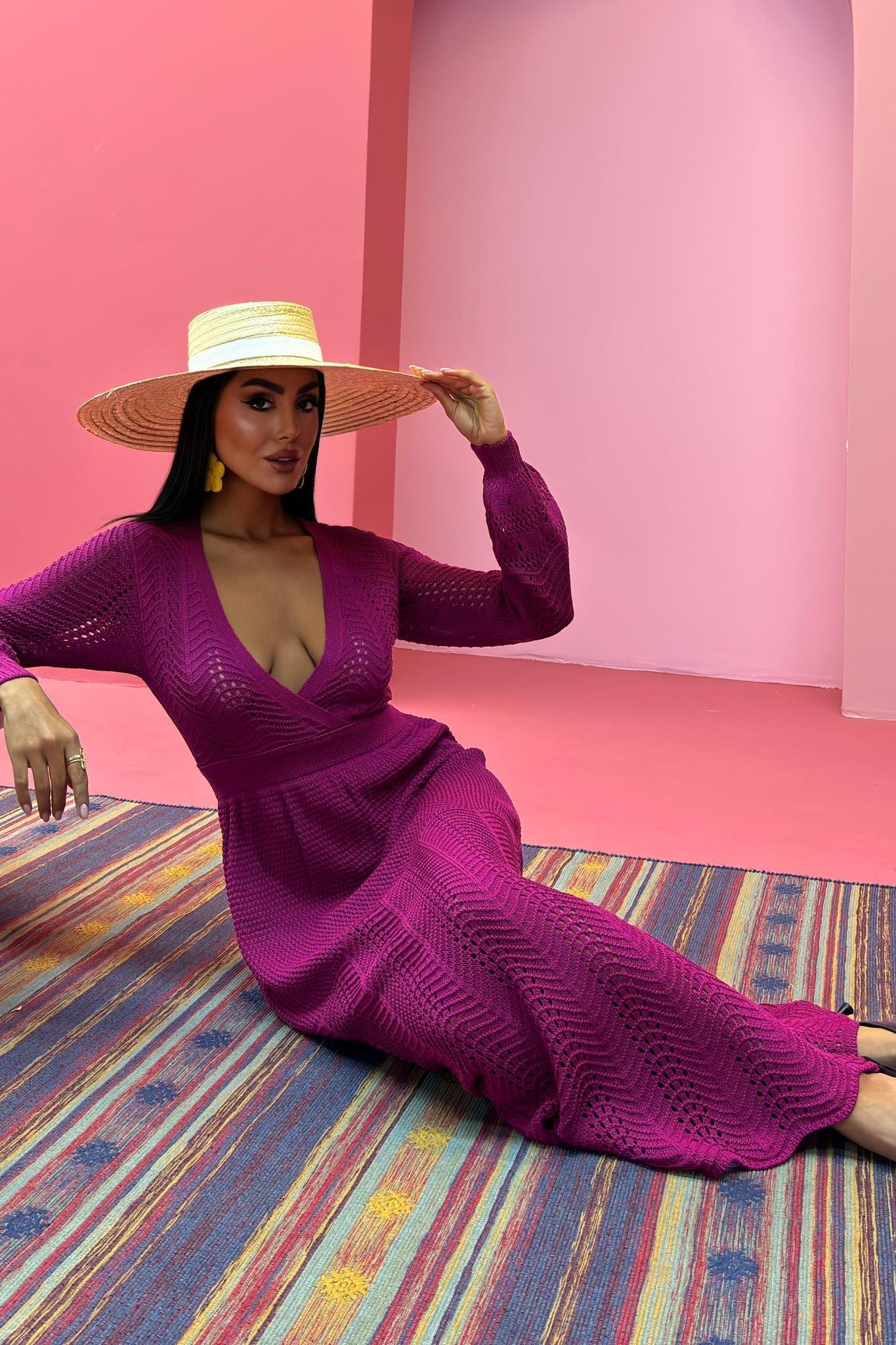 Derin Yaka Triko Elbise 2856 R1-F-K3