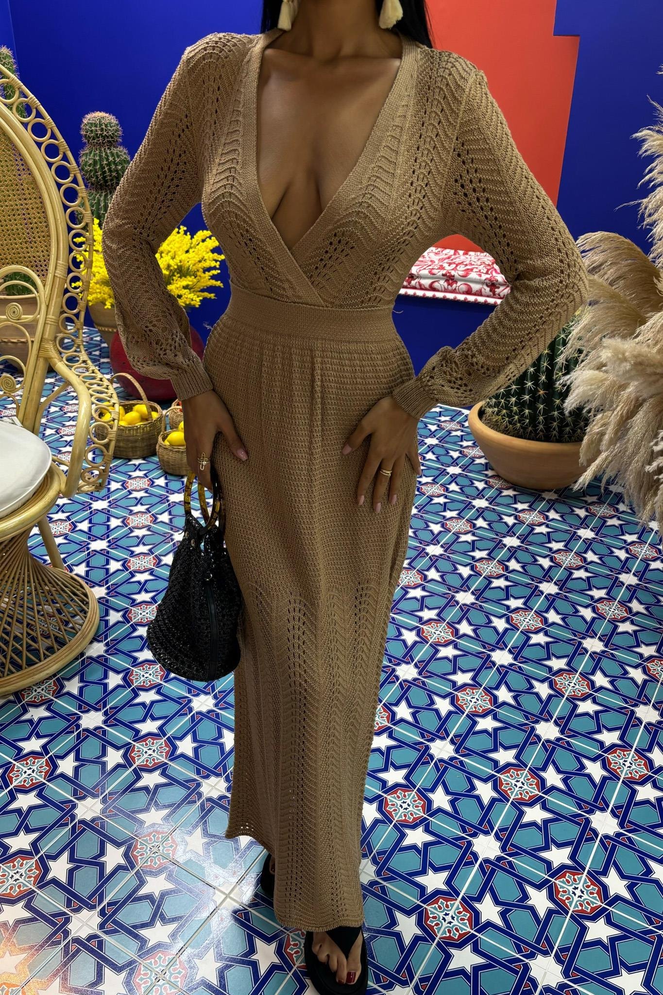 Derin Yaka Triko Elbise 2856 R1-F-K3