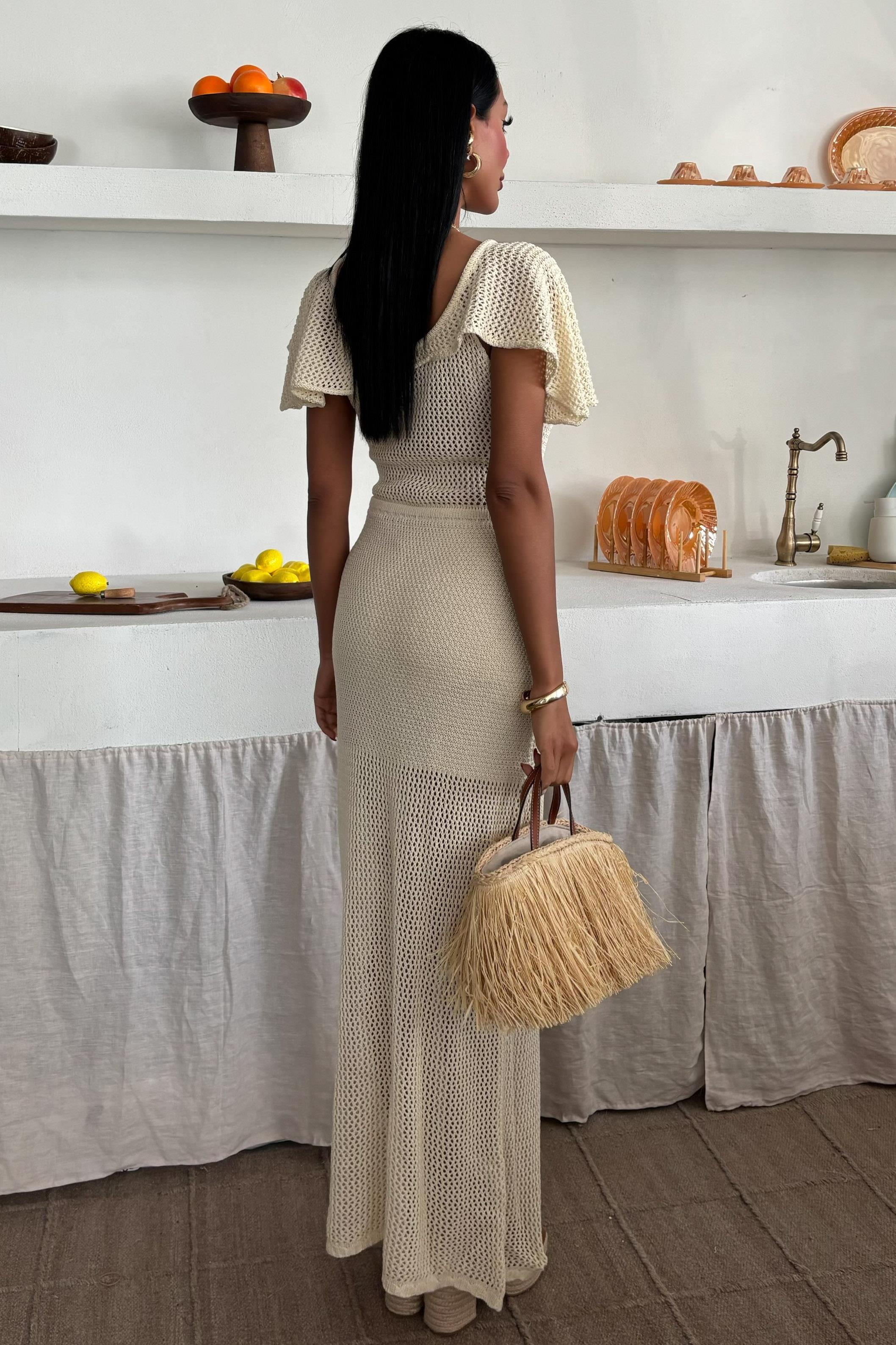 Derin Yakalı ve File Detaylı Triko Elbise 2867 R1-H-K2