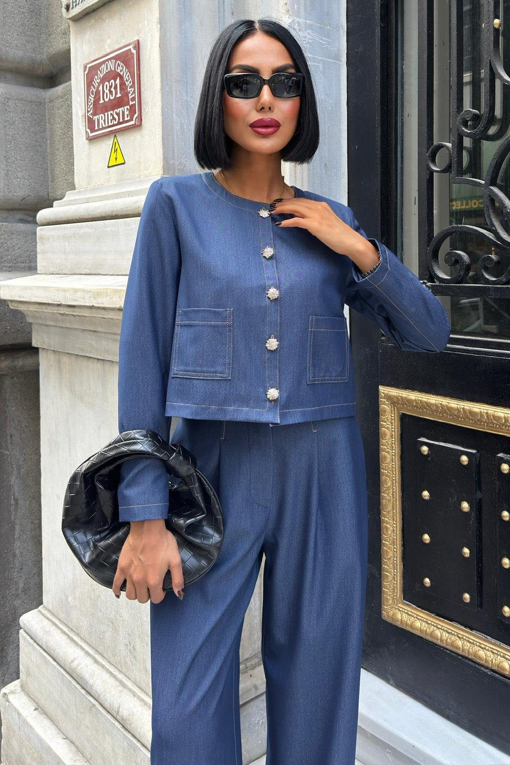 Dikiş Detaylı ve Palazzo Pantolonlu Nikol Takım 10237 R10-I-K4