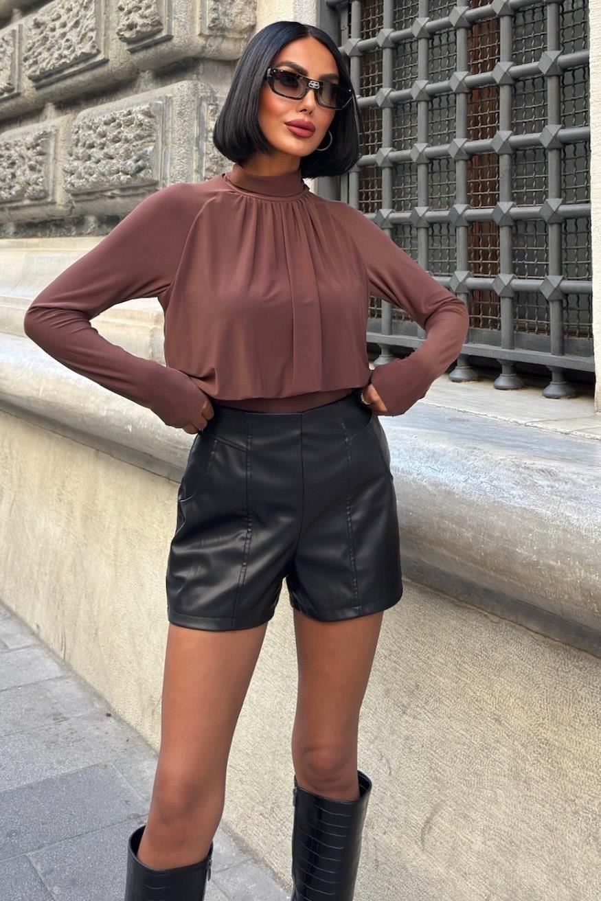 Döküm Detaylı Boğazlı Sandy Bluz 3480 R3-E-K3