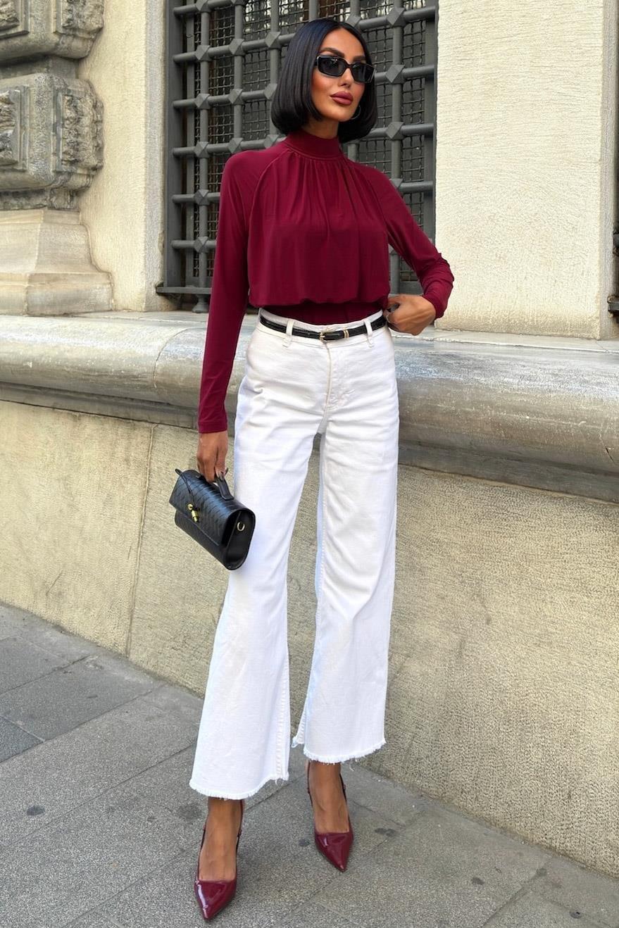 Döküm Detaylı Boğazlı Sandy Bluz 3480 R3-E-K3