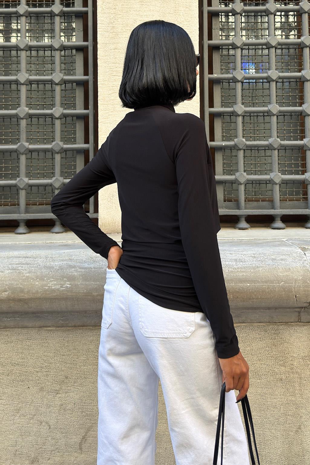 Döküm Detaylı Boğazlı Sandy Bluz 3480 R3-E-K3