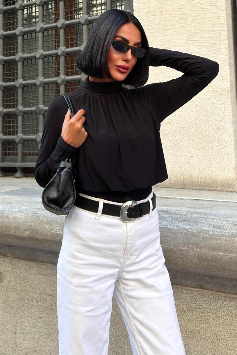 Döküm Detaylı Boğazlı Sandy Bluz 3480 R3-E-K3