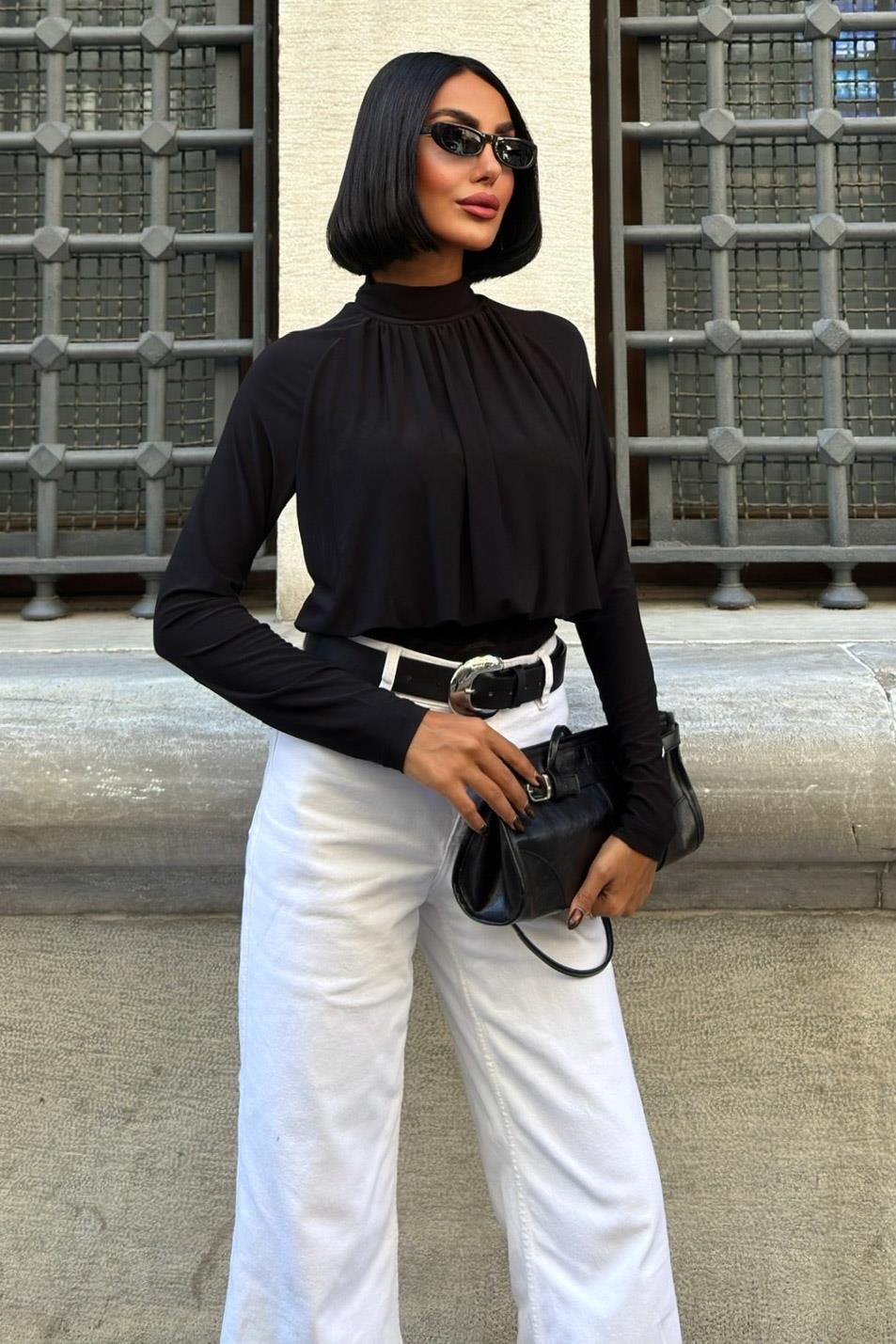 Döküm Detaylı Boğazlı Sandy Bluz 3480 R3-E-K3