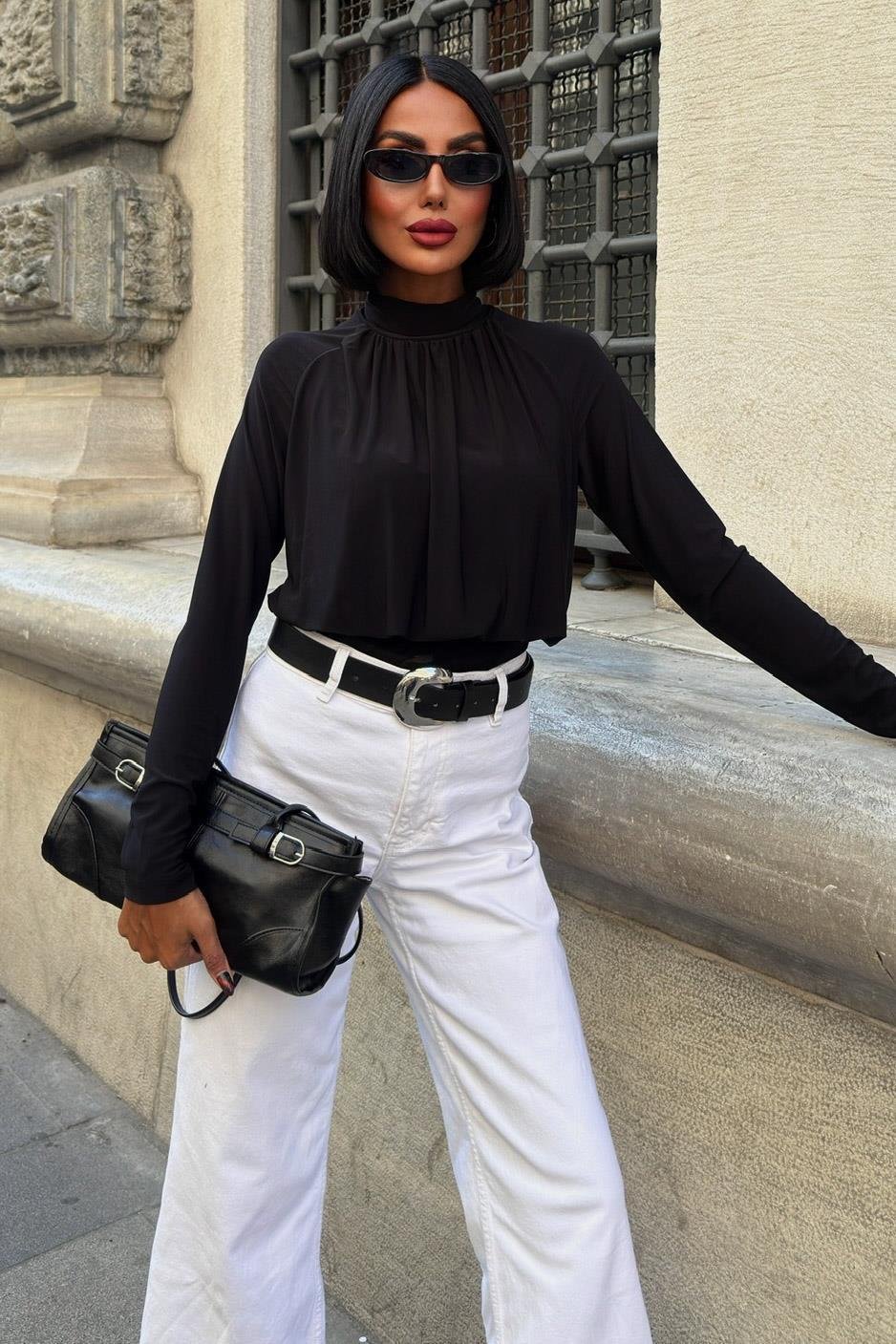 Döküm Detaylı Boğazlı Sandy Bluz 3480 R3-E-K3