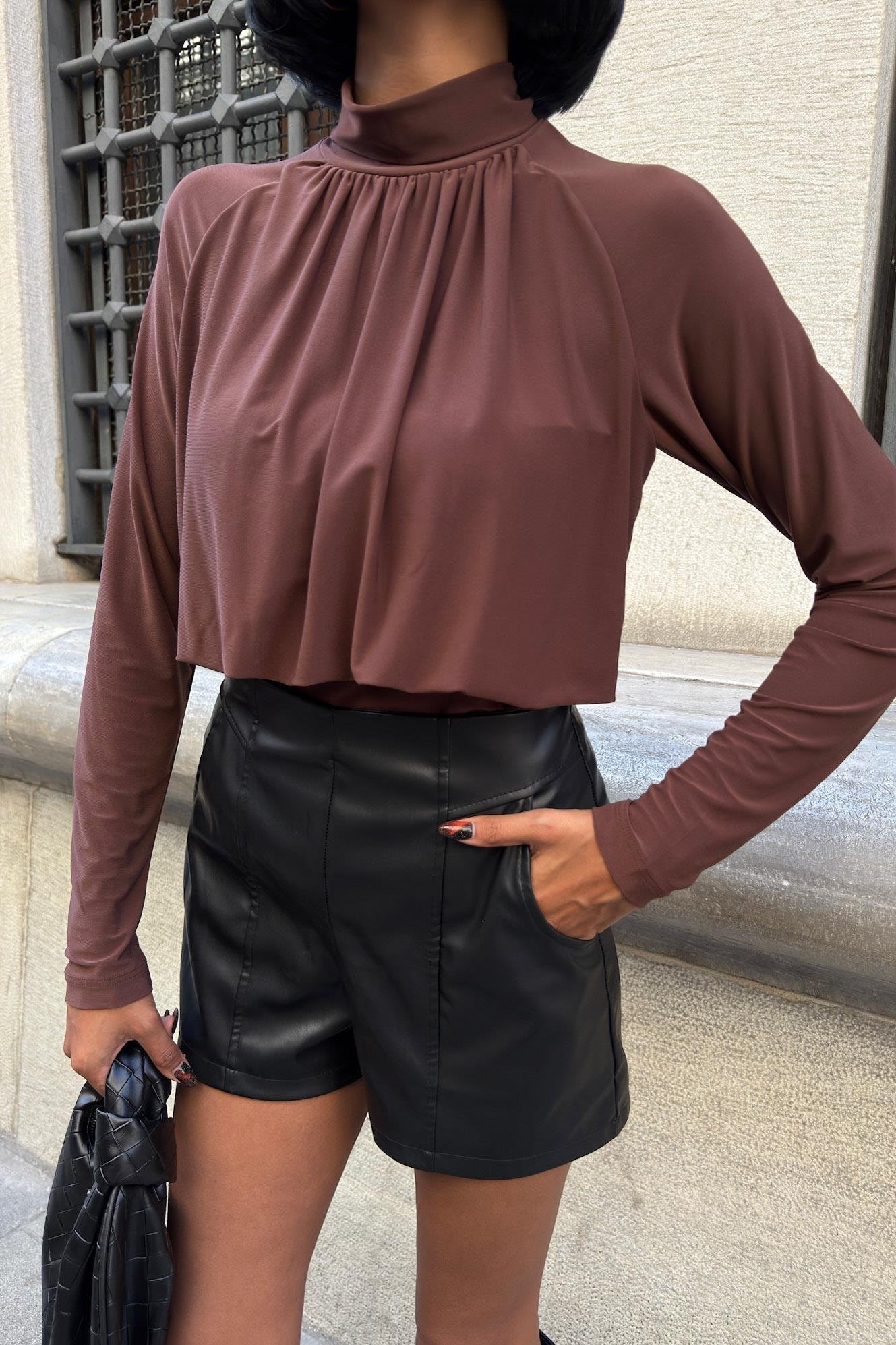 Döküm Detaylı Boğazlı Sandy Bluz 3480 R3-E-K3