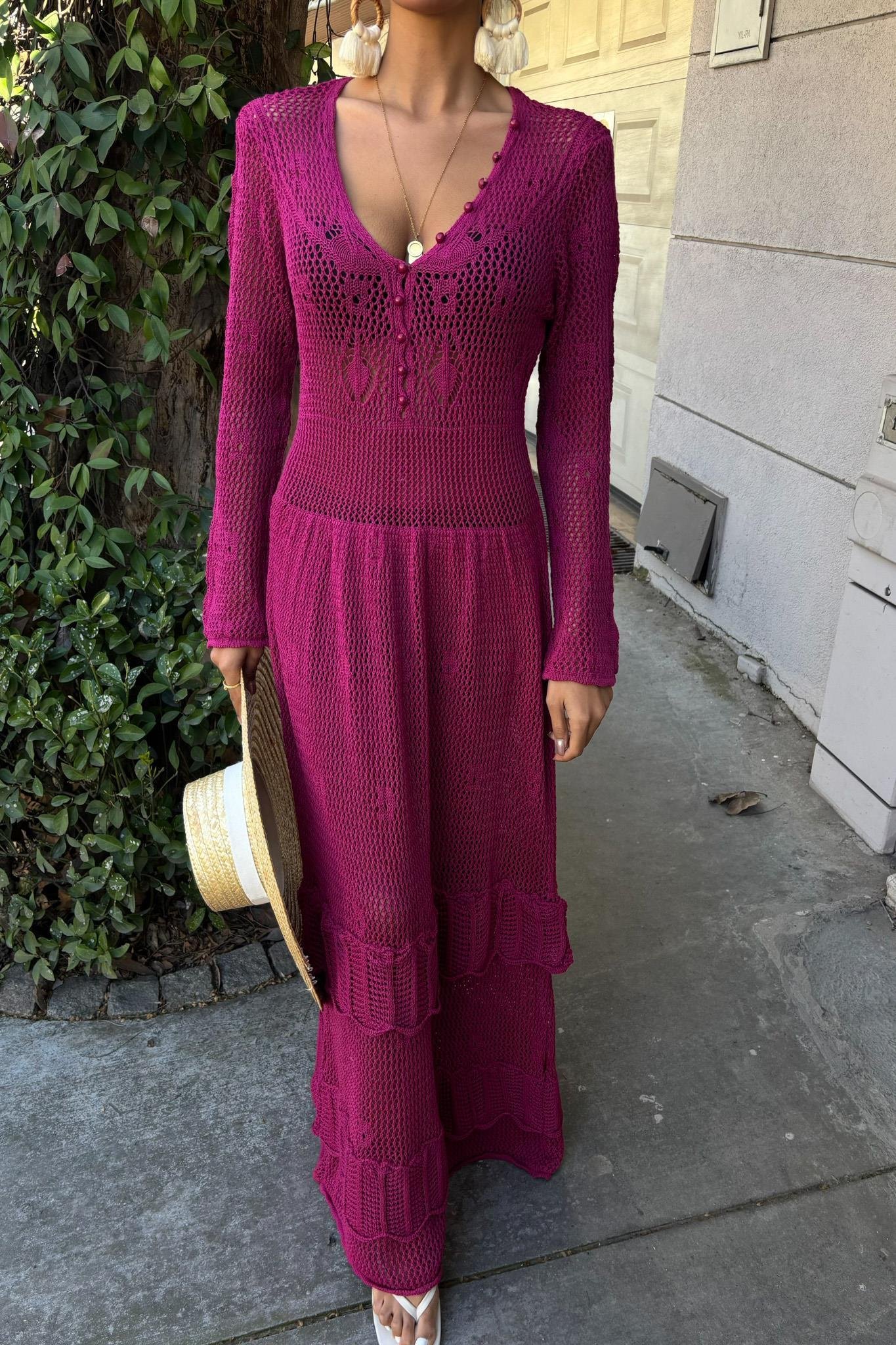 Düğme Detaylı ve Kat Etekli Etnik Elbise 2859 R1-J-K4